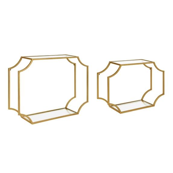 Kate and Laurel Metal Floating Shelves, Set of 2, 6" x 24", Gold