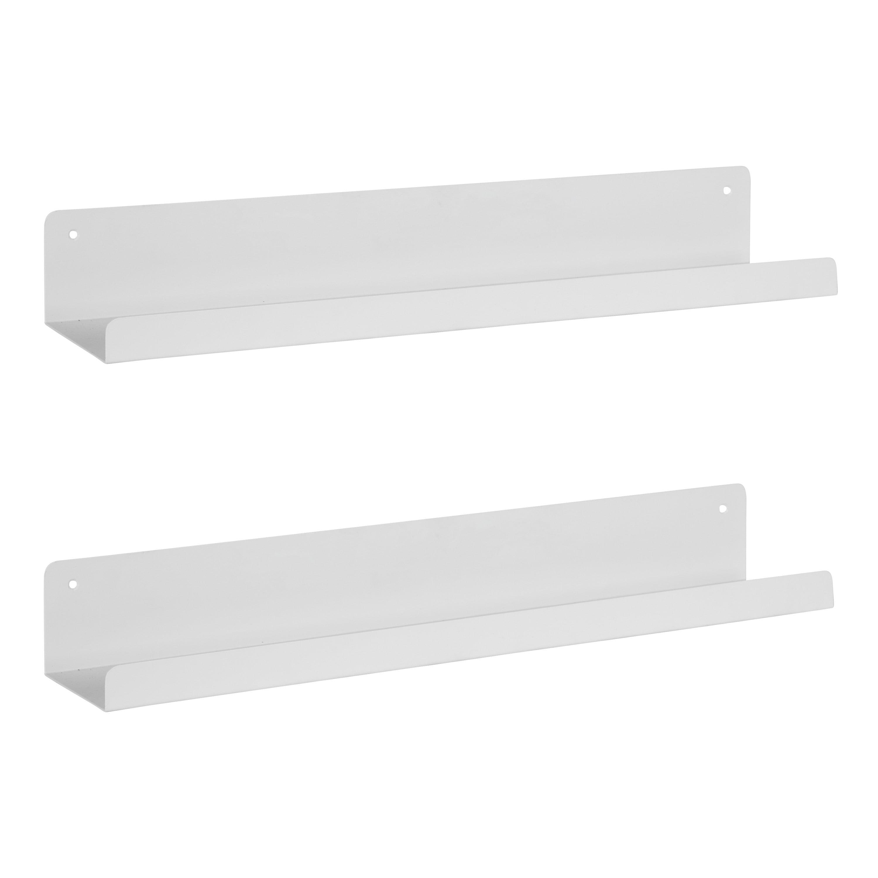 24" x 3" Mezzo Modern Metal Ledge Shelf Set White - Kate & Laurel All Things Decor