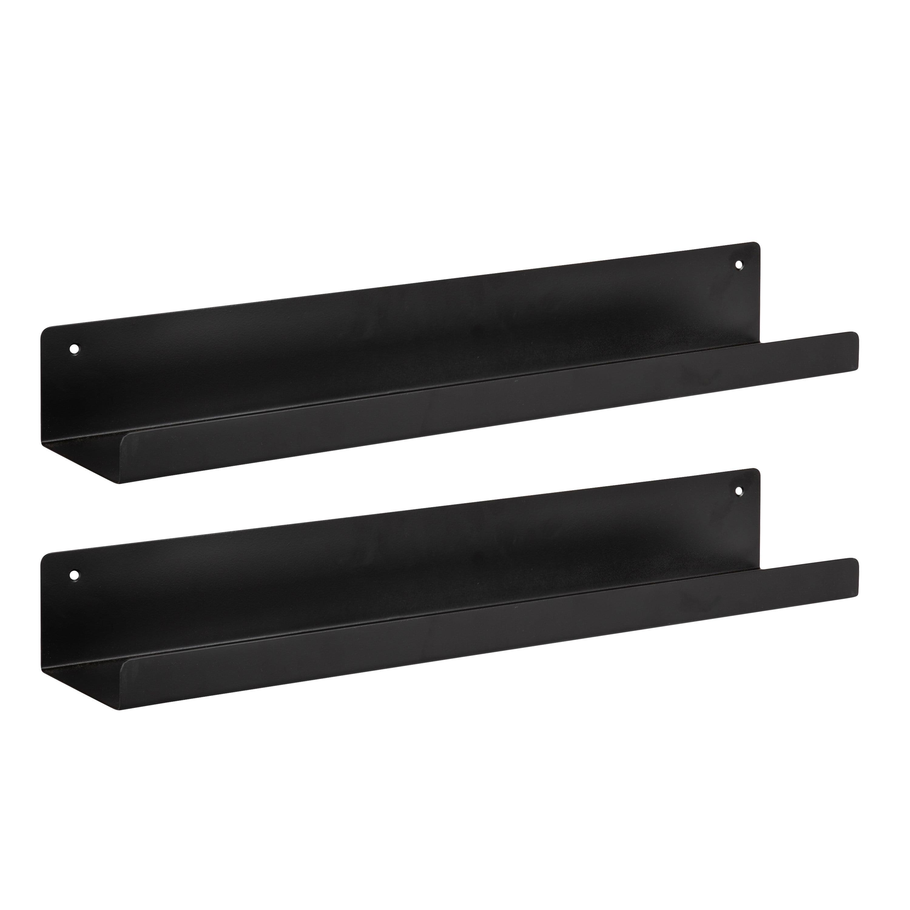 Mezzo 27'' Black Modern Metal Floating Wall Ledge Shelf Set