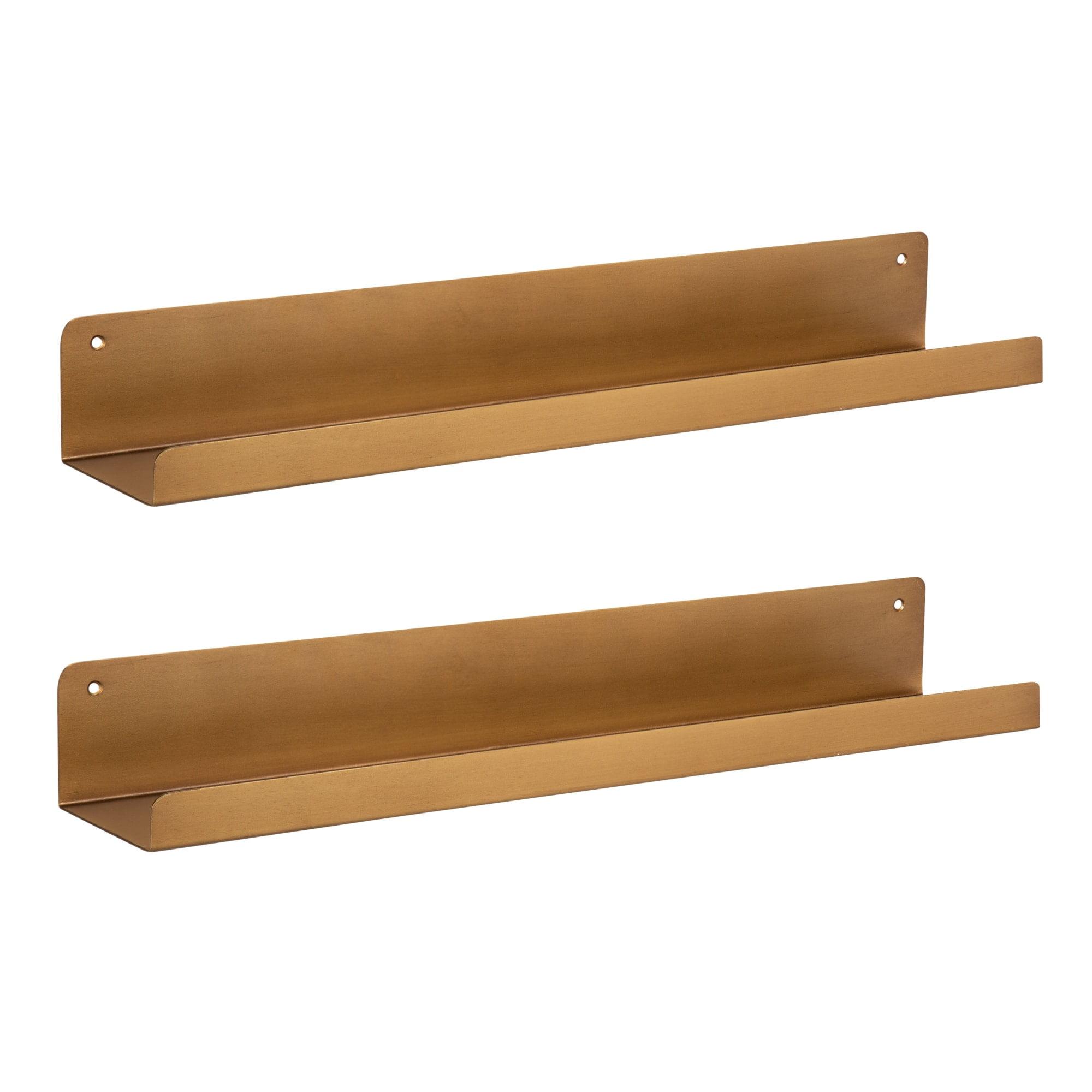 2pc Mezzo Modern Metal Ledge Shelf Set Gold - Kate &#38; Laurel All Things Decor