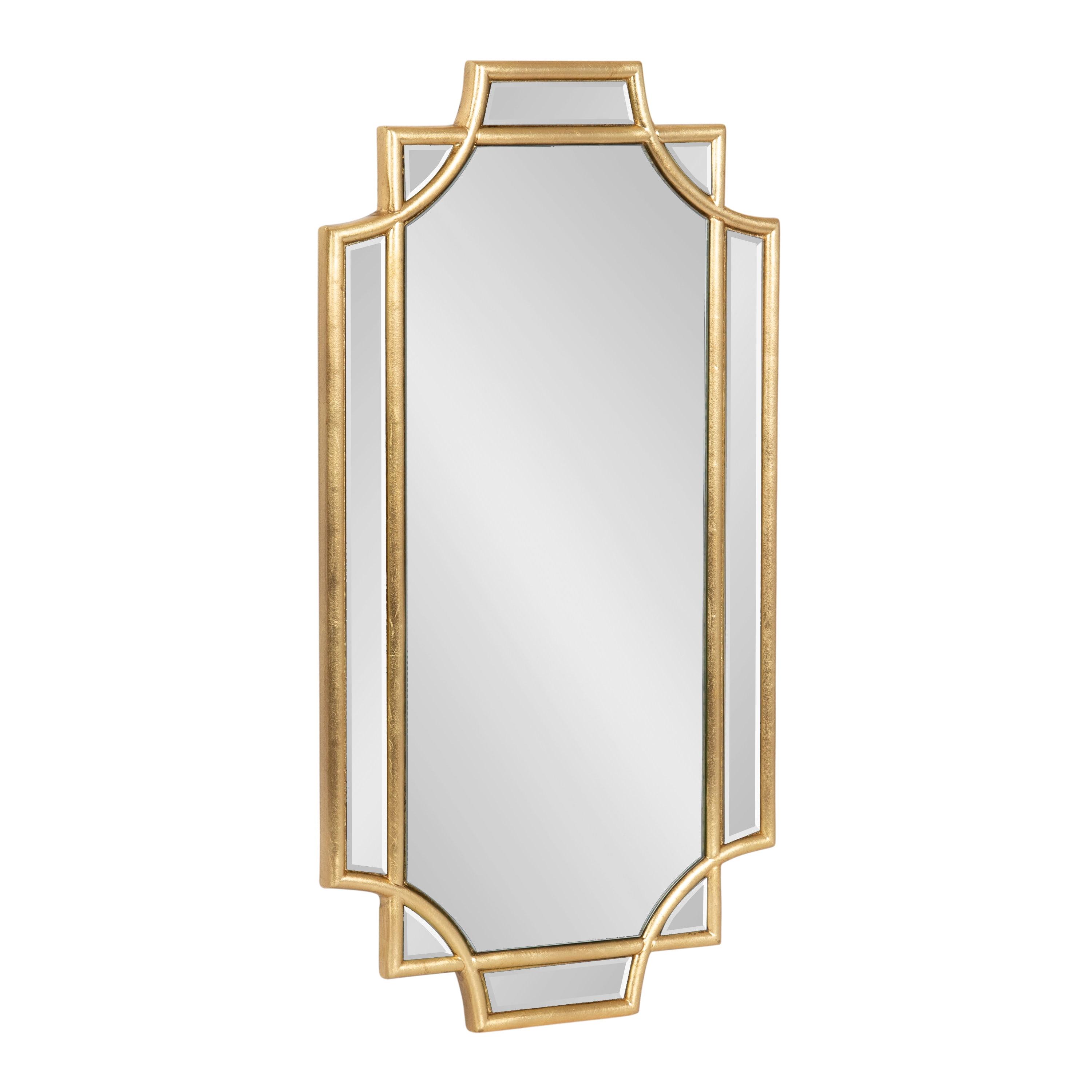 Kate & Laurel All Things Decor 11"x21" Minuette Decorative Framed Wall Mirror Gold: Luxury Glam Style, Rectangle Shape
