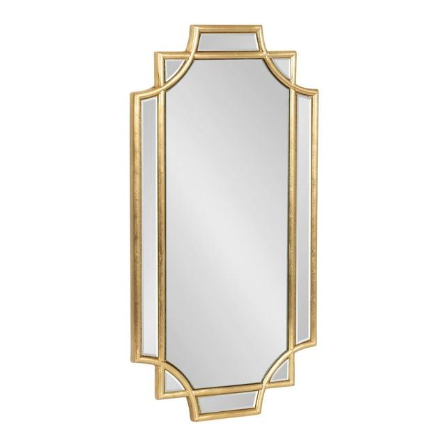 Kate & Laurel All Things Decor 11"x21" Minuette Decorative Framed Wall Mirror Gold: Luxury Glam Style, Rectangle Shape