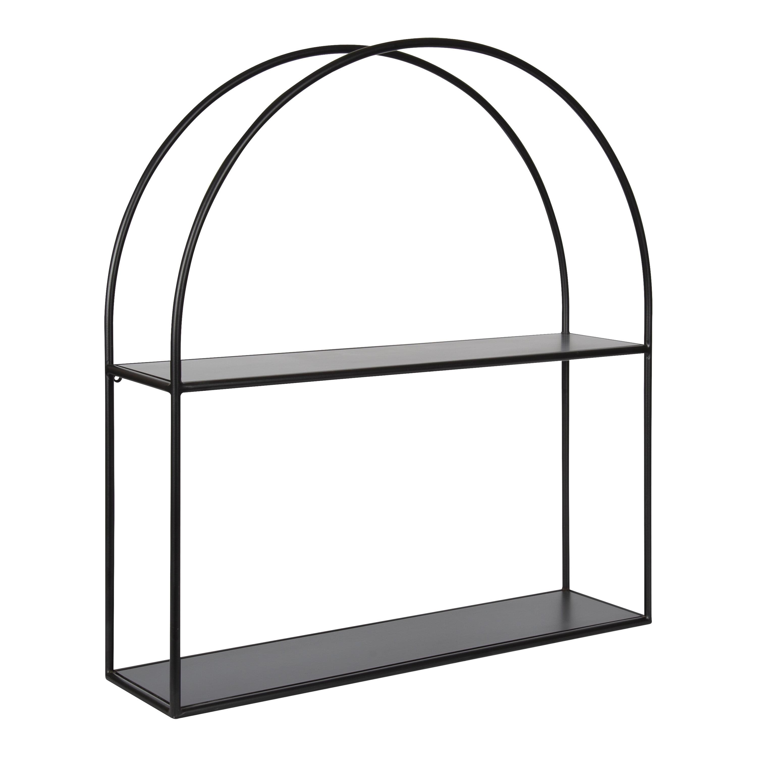 Monroe Black Wood Floating Wall Shelf with Arch Design