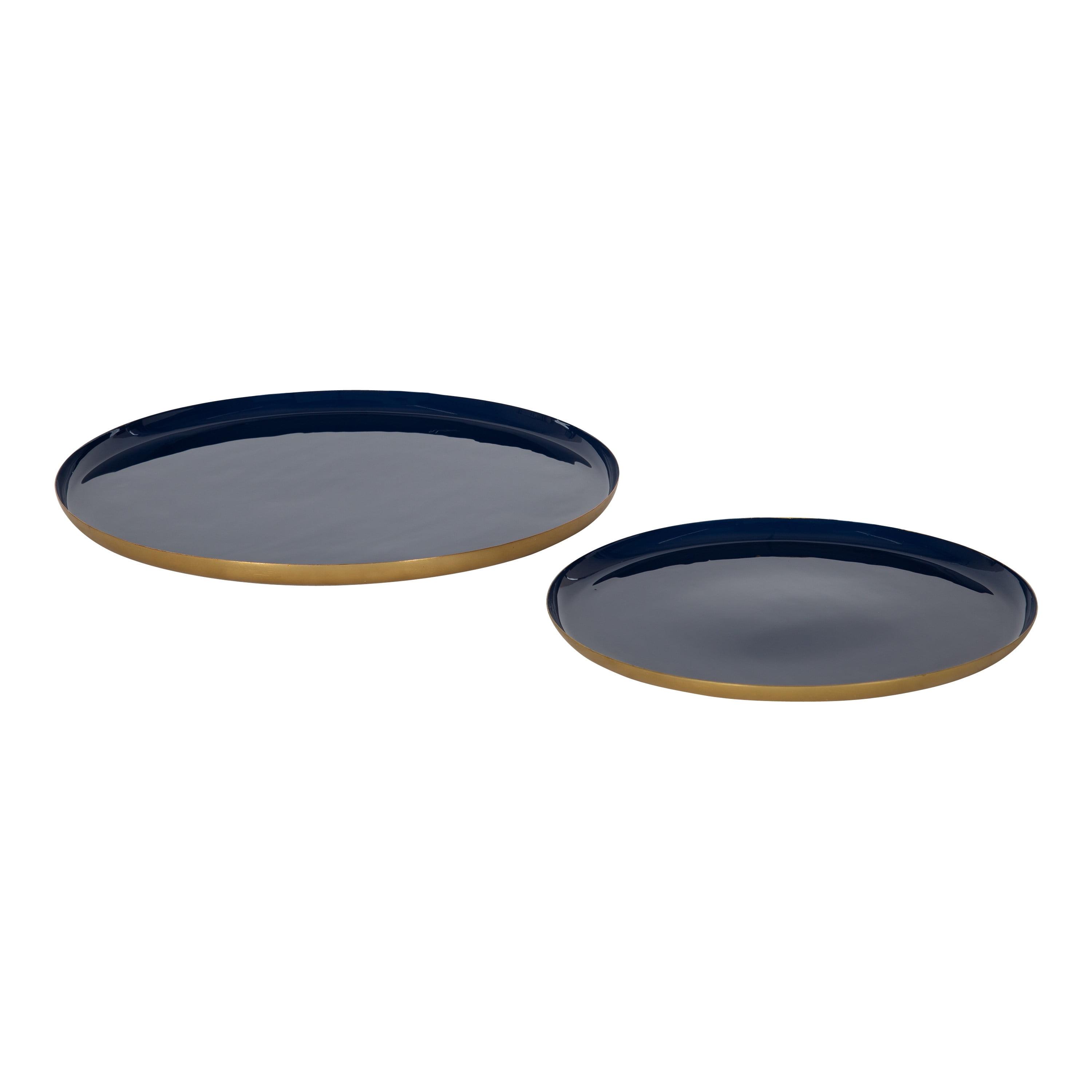 Kate and Laurel Neila Tray, 2 Piece, Navy Blue and Gold