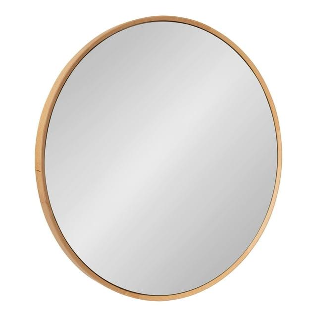 28" x 28" Norlund Framed Round Decorative Wall Mirror Natural - Kate & Laurel All Things Decor: Beechwood, No Assembly