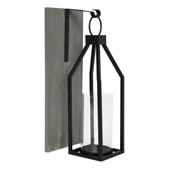 Kate and Laurel Oakly Rectangle Wood Wall Sconce, 7x18, Gray