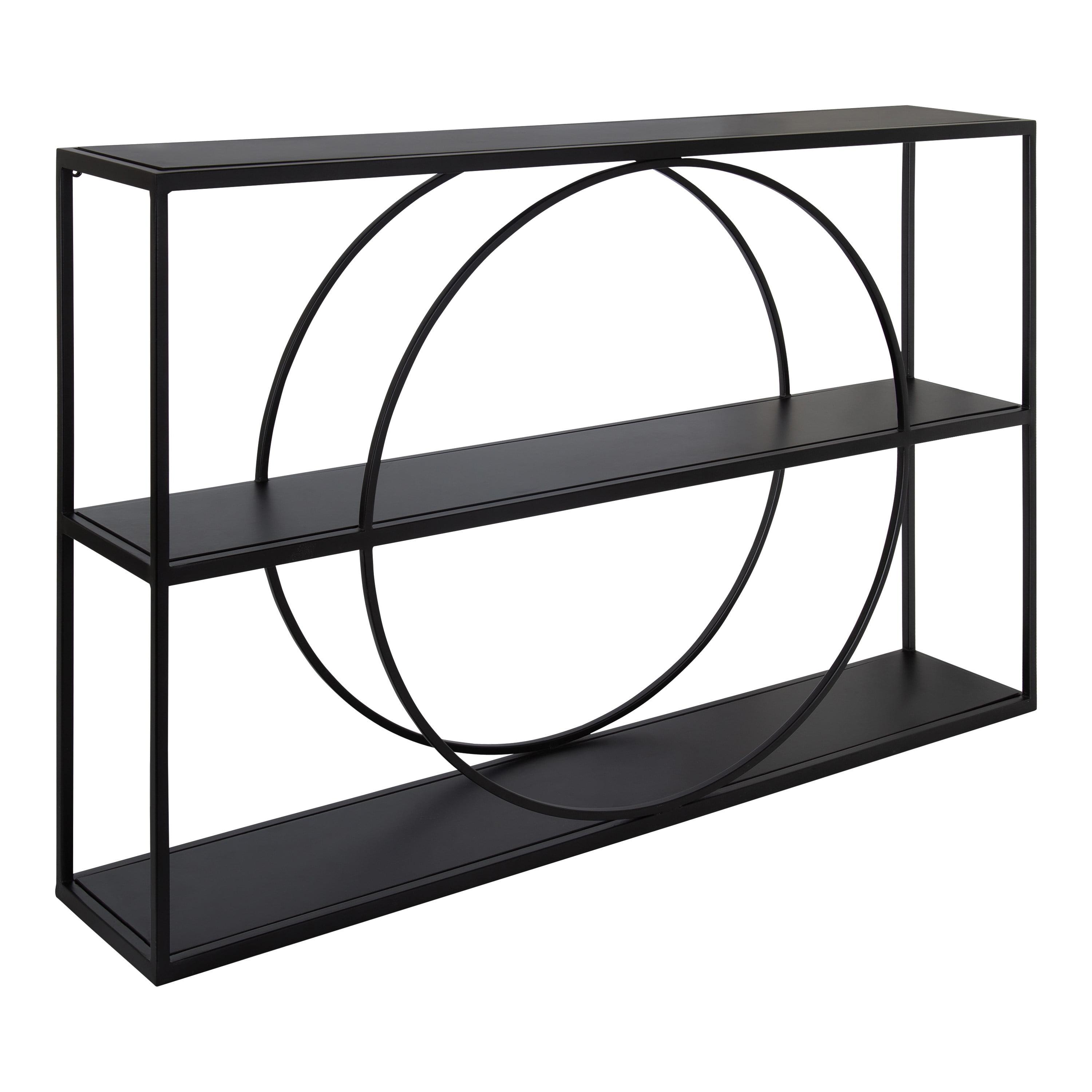 Kate & Laurel All Things Decor 36" x 24" Pirzada Geometric Wall Shelf Black: 3-Tier Metal Storage, No Assembly Required