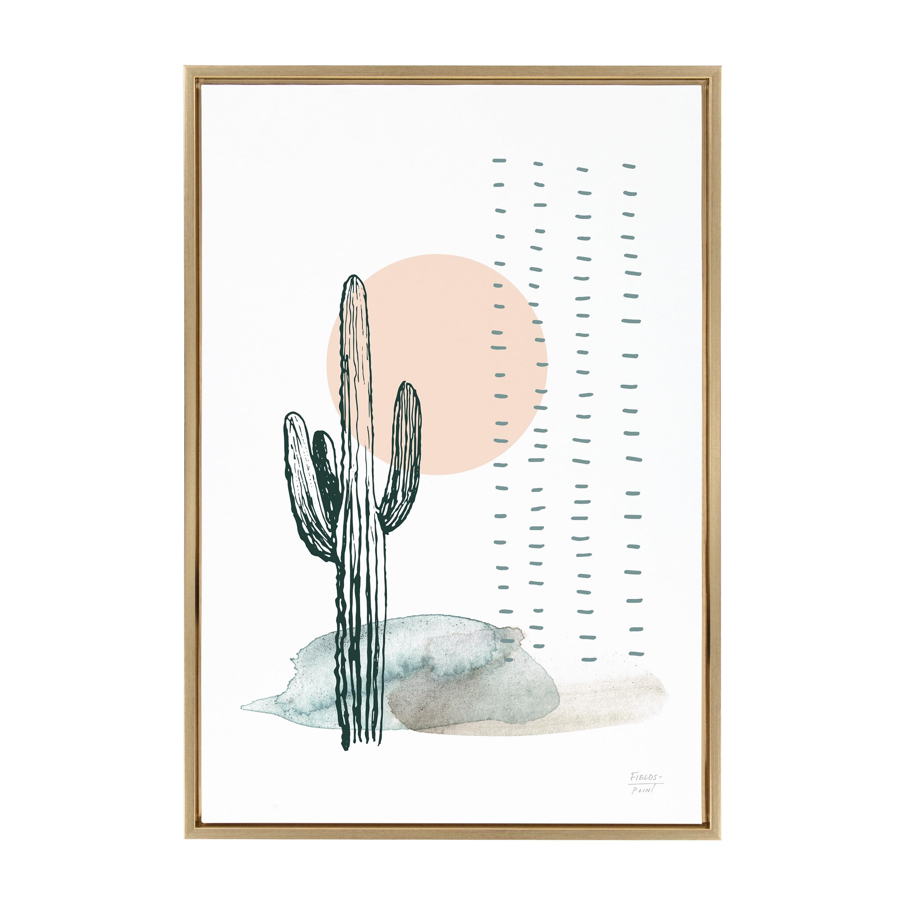 23" x 33" Sylvie Desert Cactus Framed Canvas by Statement Goods - Kate & Laurel All Things Decor