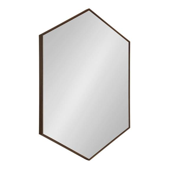 Kate and Laurel All Things Decor 24.75" x 36.75" Rhodes Framed Hexagon Wall Mirror Walnut Brown : Modern Style, No Assembly Required