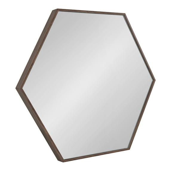 22" x 25" Rhodes Hexagon Wall Mirror Walnut Brown - Kate & Laurel: Modern Plastic Frame, No Assembly Required