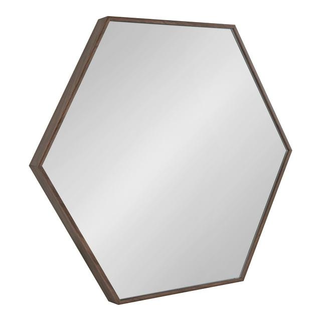22" x 25" Rhodes Hexagon Wall Mirror Walnut Brown - Kate & Laurel: Modern Plastic Frame, No Assembly Required