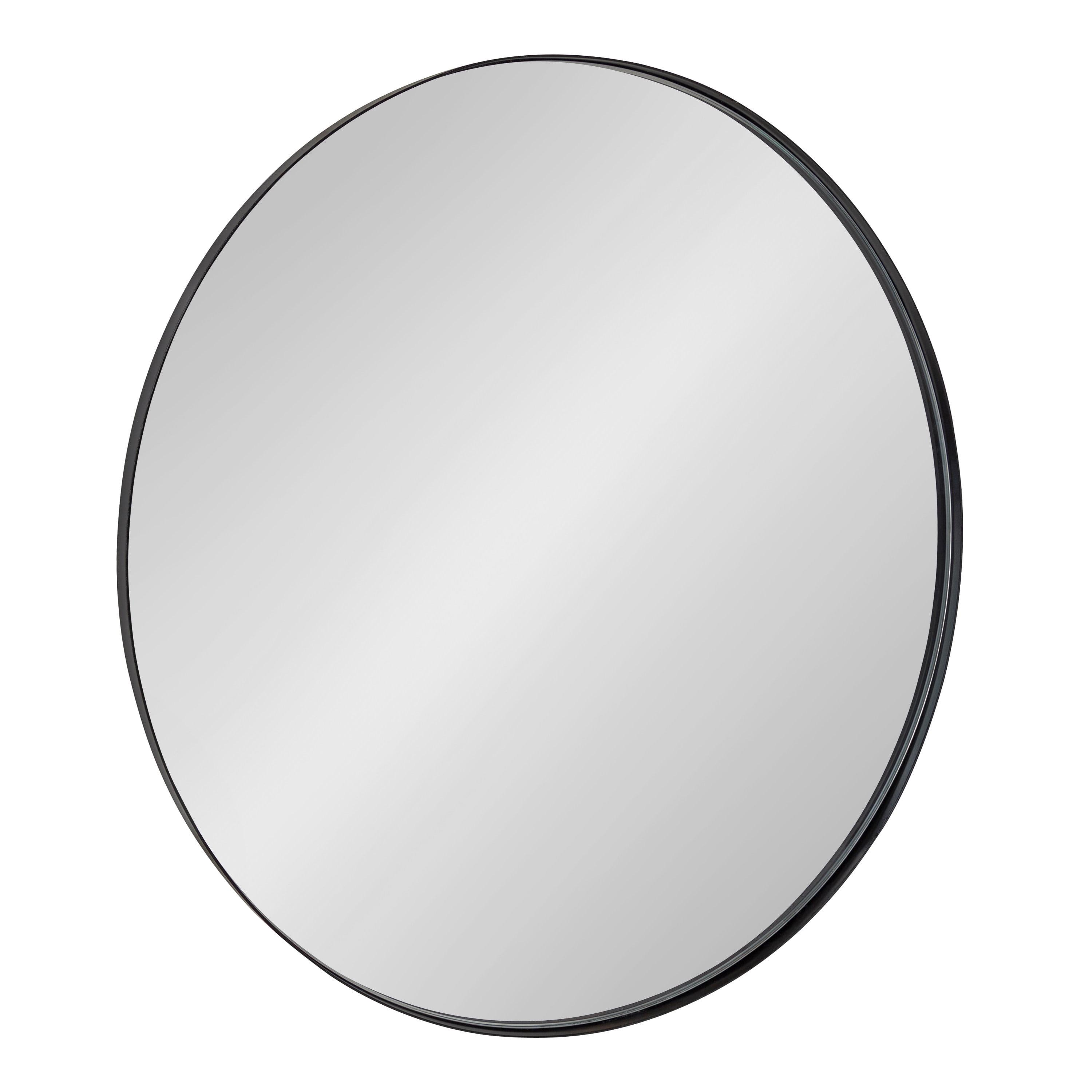 22" Rollo Round Wall Mirror Black - Kate & Laurel All Things Decor: Modern Iron Frame, Wall Mount, Geometric Design
