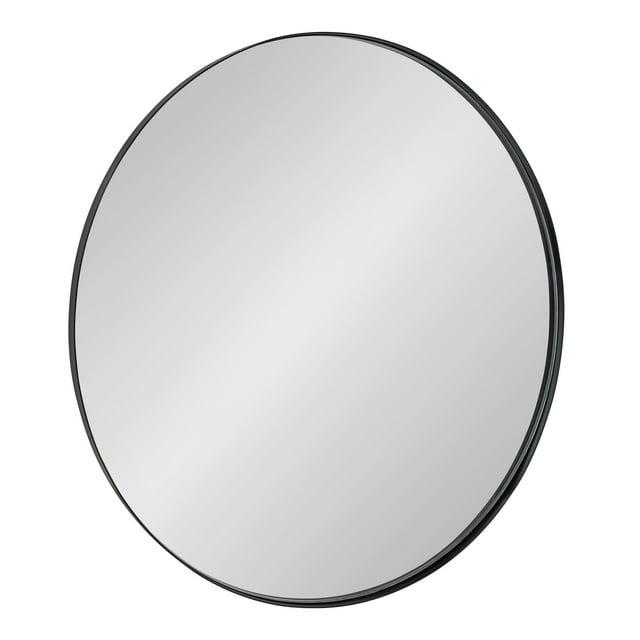22" Rollo Round Wall Mirror Black - Kate & Laurel All Things Decor: Modern Iron Frame, Wall Mount, Geometric Design