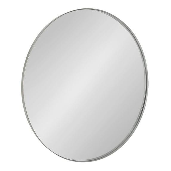 Kate & Laurel All Things Decor 28" Rollo Round Wall Mirror Silver: Modern Metal Frame, No Assembly Required