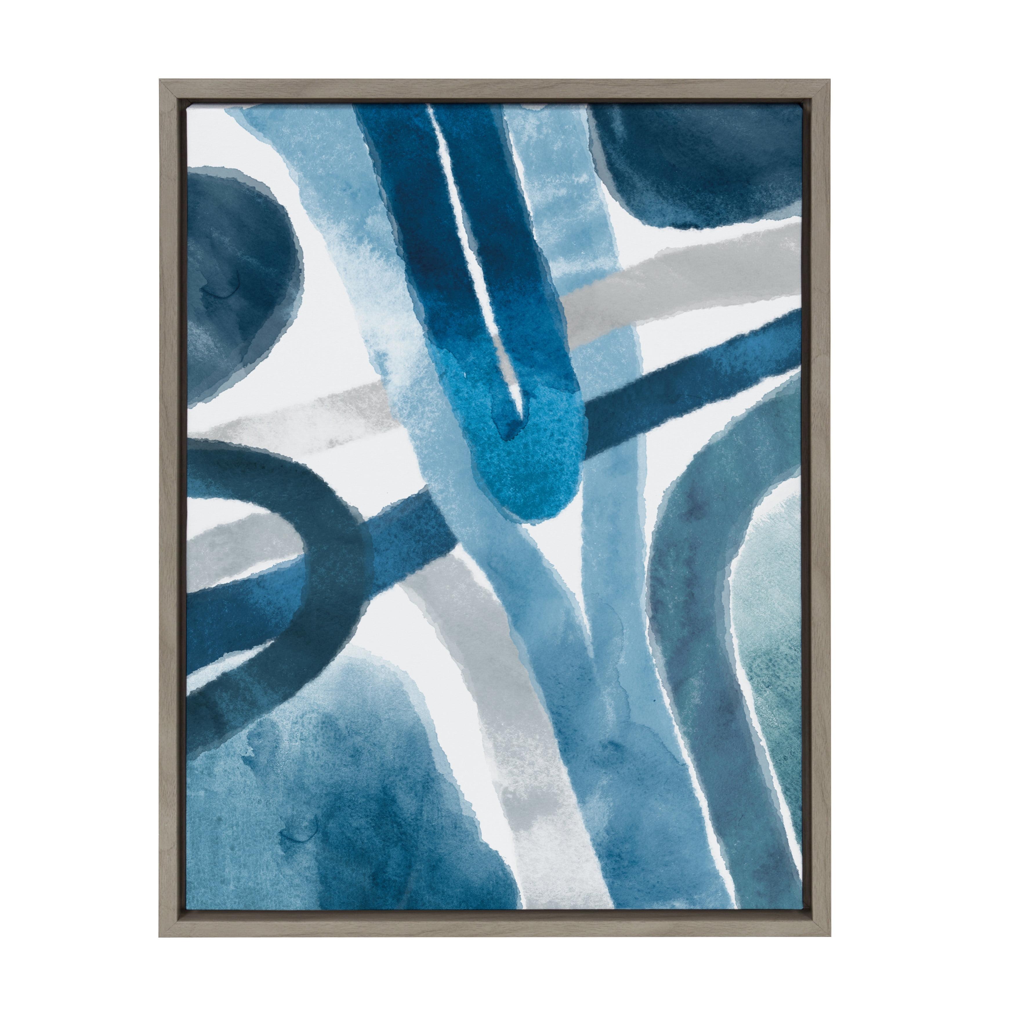 Kate and Laurel Abstract Blue and Gray Watercolor by Homes Designs, 18x24, Gray