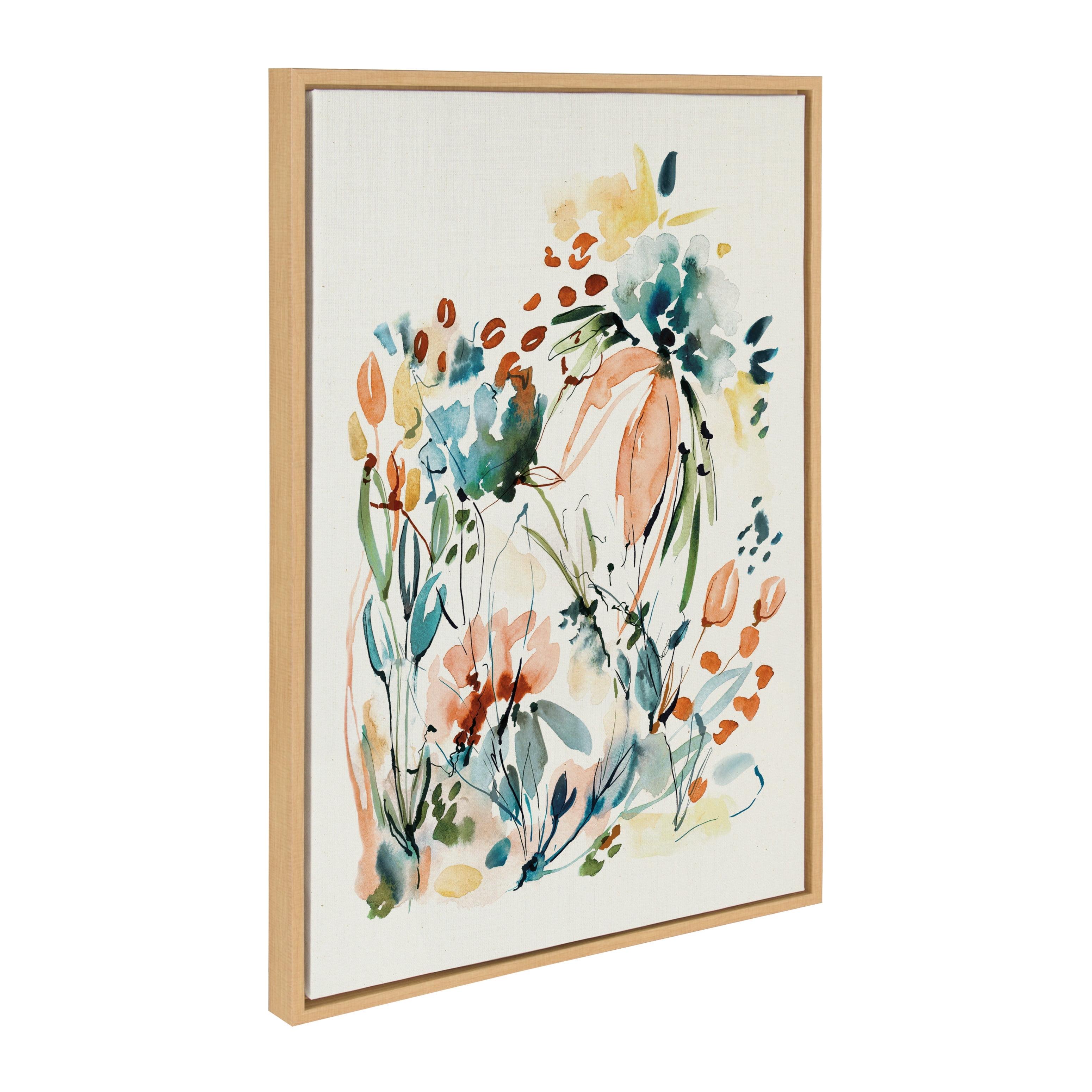 Vibrant Floral 23x33 Canvas Print with Natural Frame