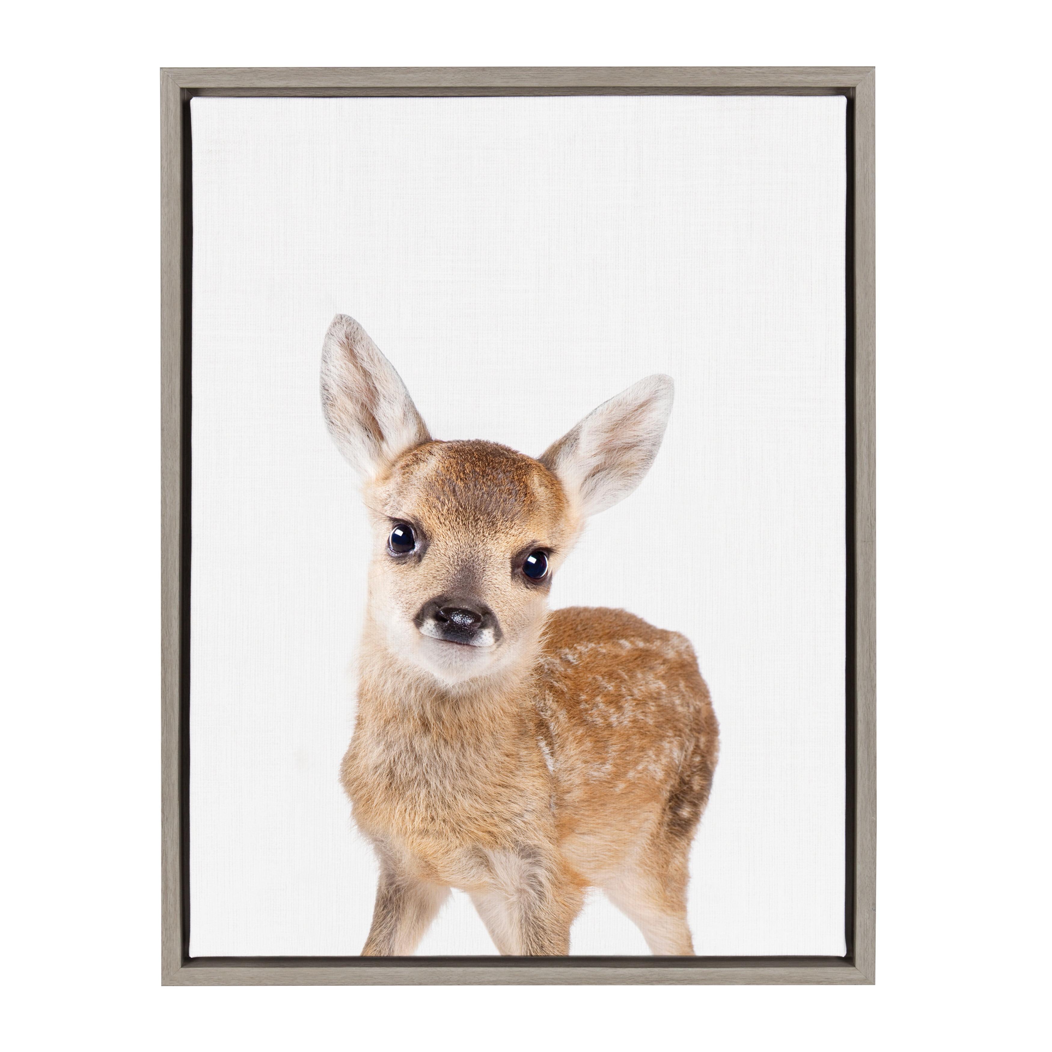 Sylvie Baby Deer Animal Print Framed Canvas Wall Art