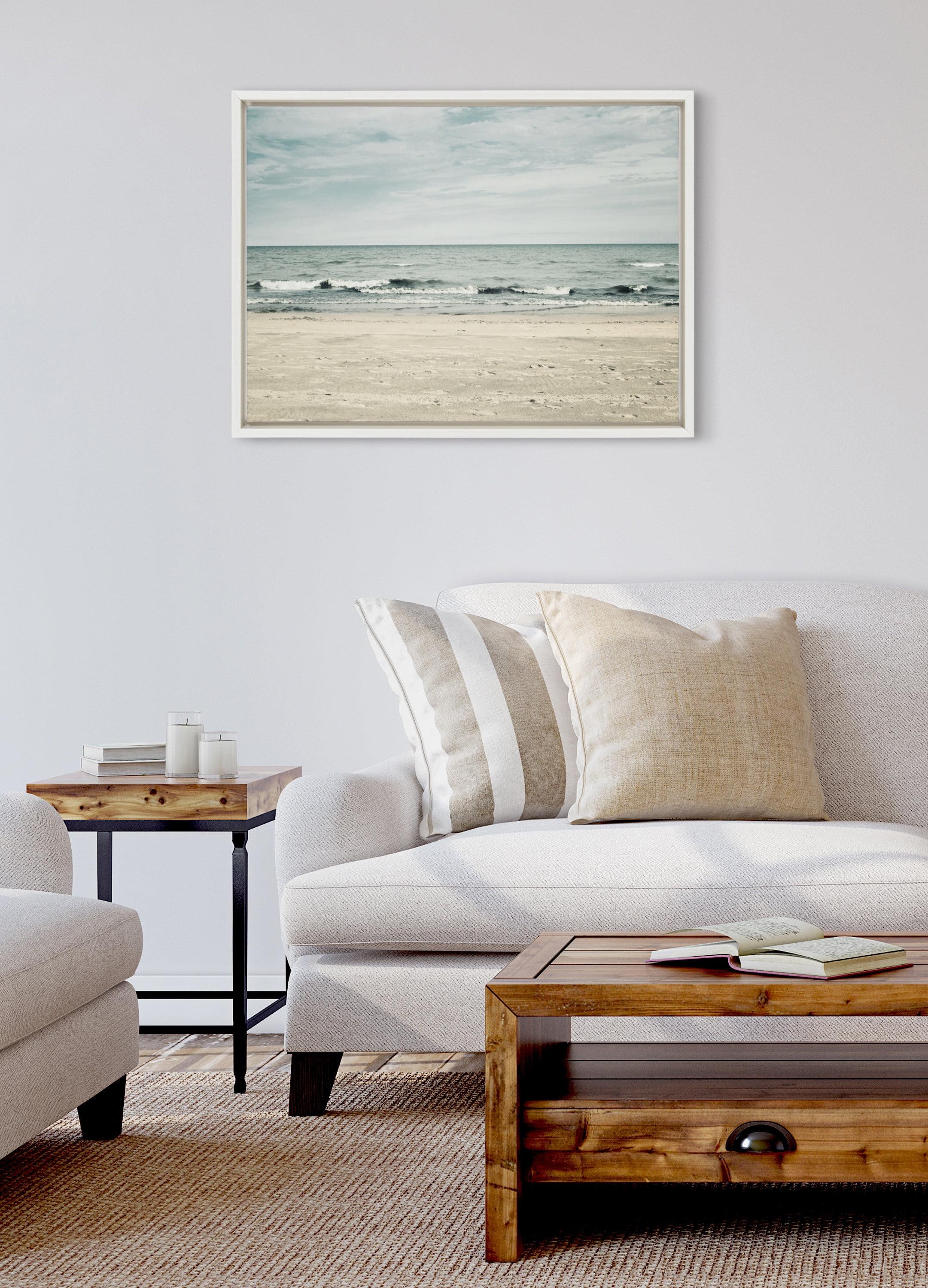 Kate and Laurel Sylvie Beach 2 Framed Canvas by Emiko and Mark Franzen of F2Images, 18x24, White