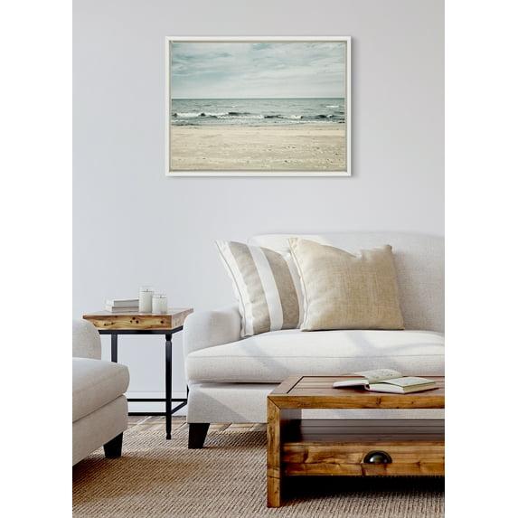 Kate and Laurel Sylvie Beach 2 Framed Canvas by Emiko and Mark Franzen of F2Images, 18x24, White