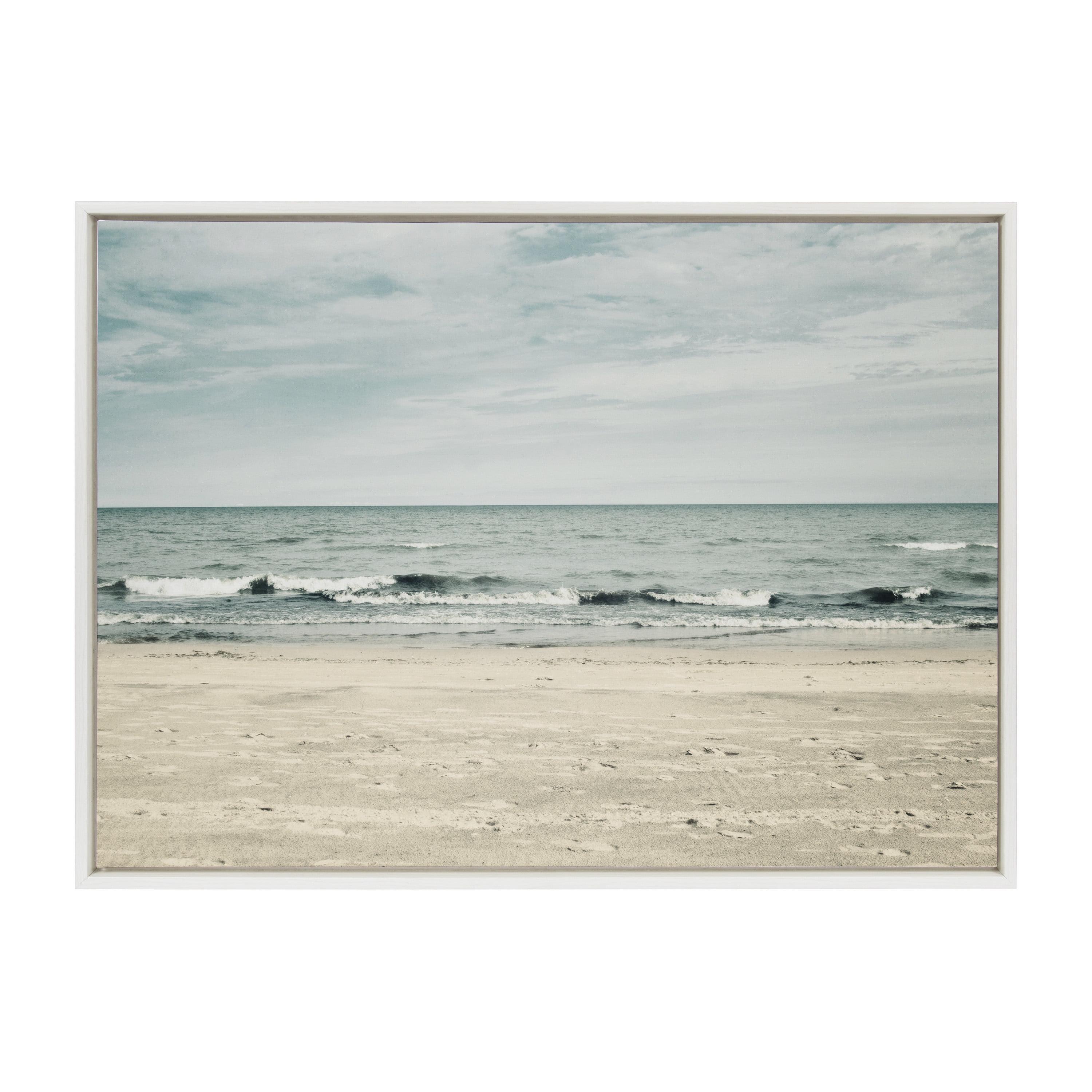 28" x 38" Sylvie Beach 2 Framed Canvas by Emiko and Mark Franzen White - Kate & Laurel All Things Decor: Modern Nautical Wall Art