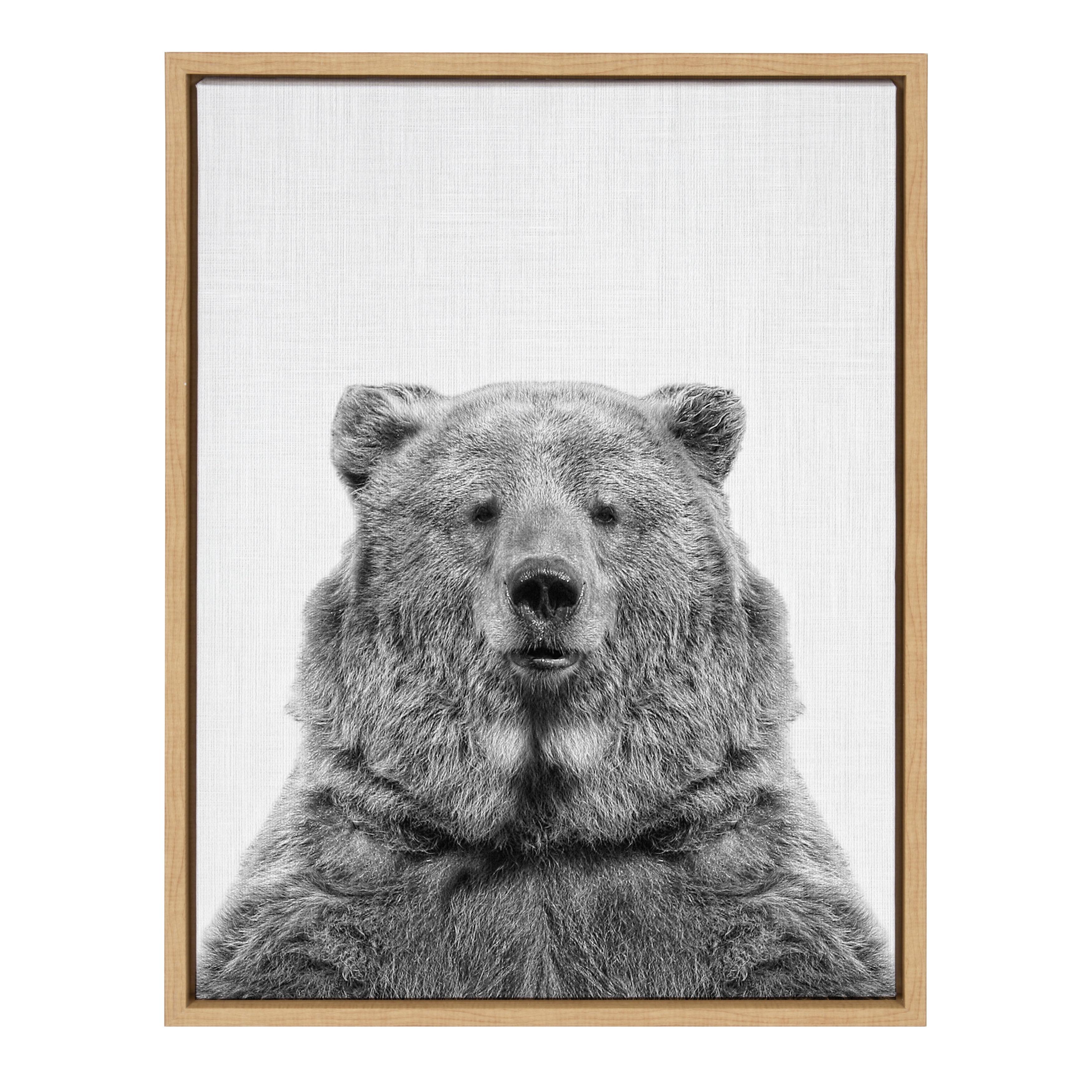 18" x 24" Natural Framed Bear Canvas Print