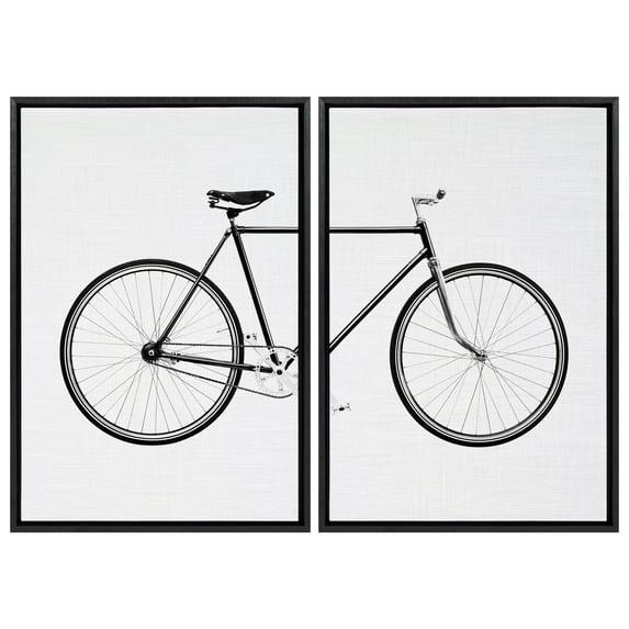 2pc 23" x 33" Sylvie Bicycle by Simon Te of Tai Prints Farmed Wall Canvas Black - Kate & Laurel All Things Decor