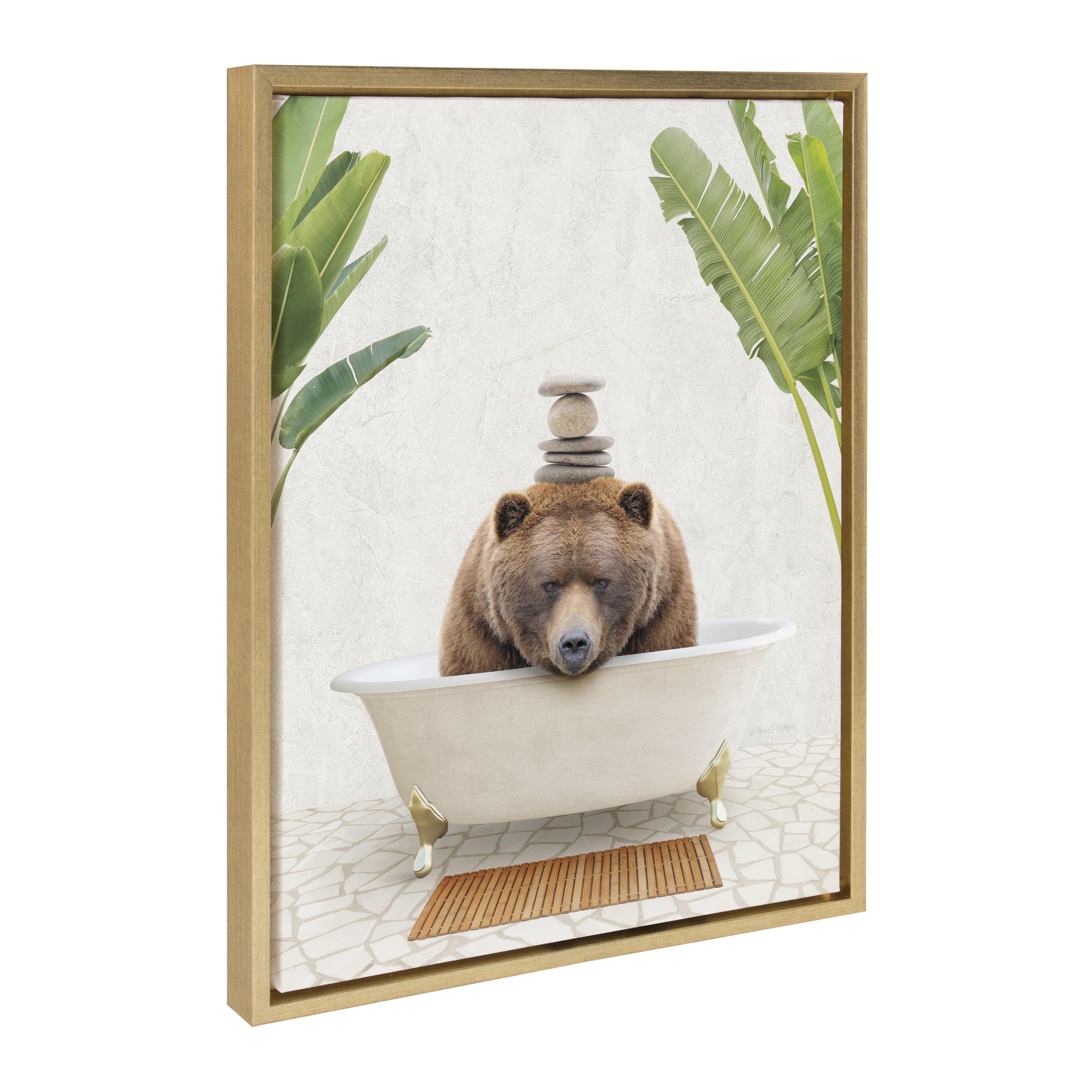 Kate & Laurel All Things Decor 18"x24" Sylvie Big Bear Bali Bath Framed Canvas by Amy Peterson Art Studio: Nursery Decor, Mudroom Art