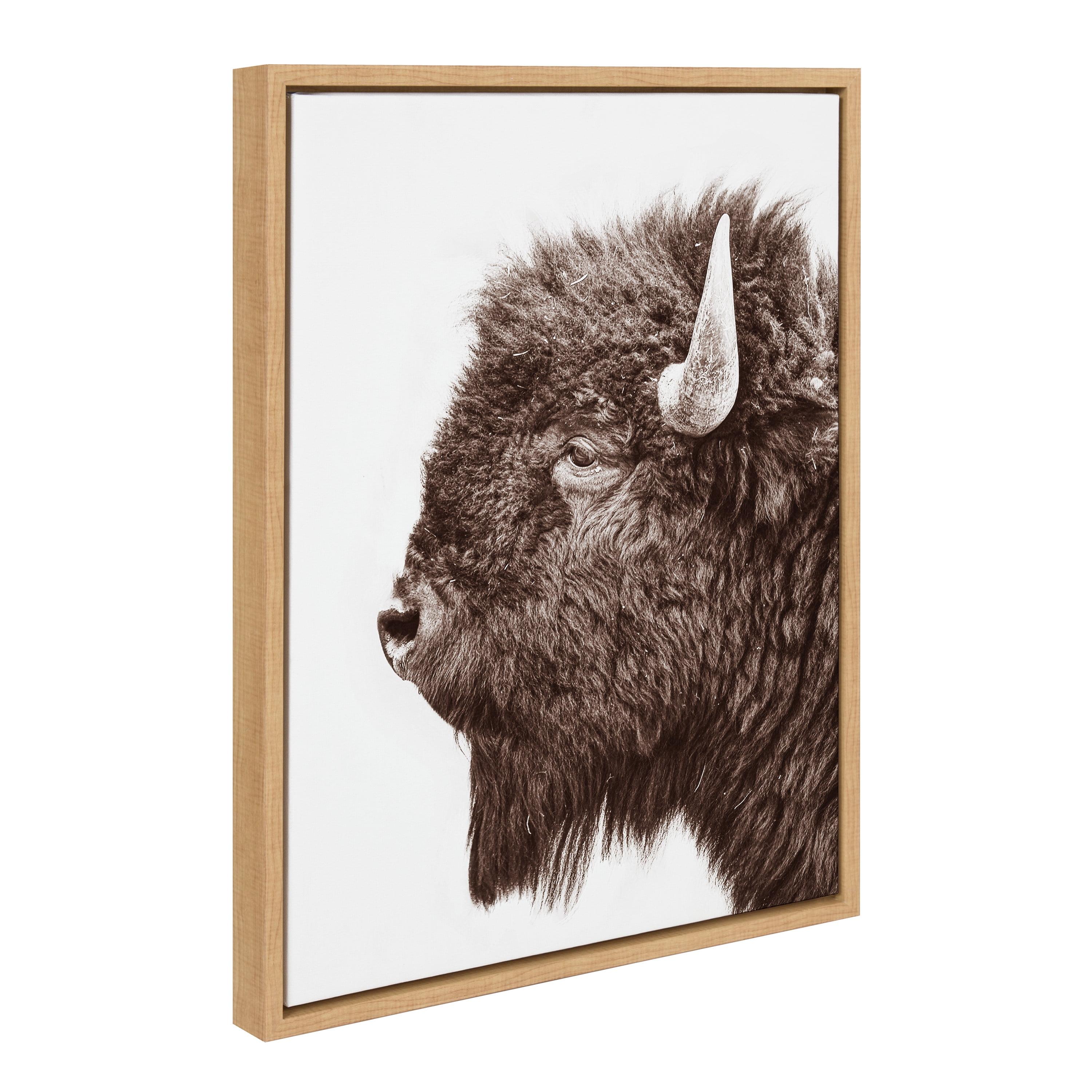 Sylvie Bison Profile Framed Canvas by Amy Peterson Art Studio Natural - Kate & Laurel All Things Decor