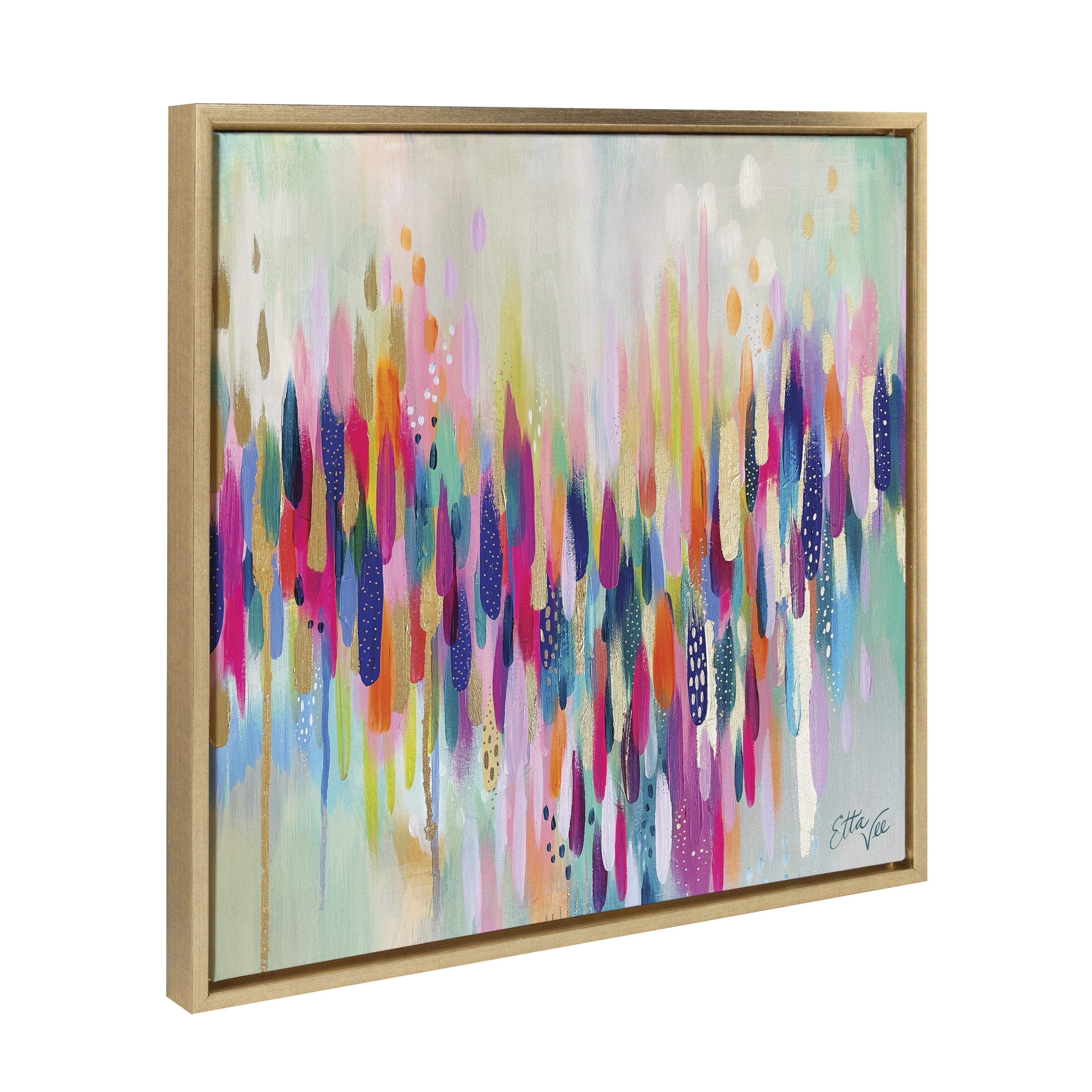 Kate & Laurel All Things Decor 22"x22" Sylvie Brushstroke 154 Framed Wall Art by EttaVee Bright Gold Modern Abstract Colorful Fun Wall Art