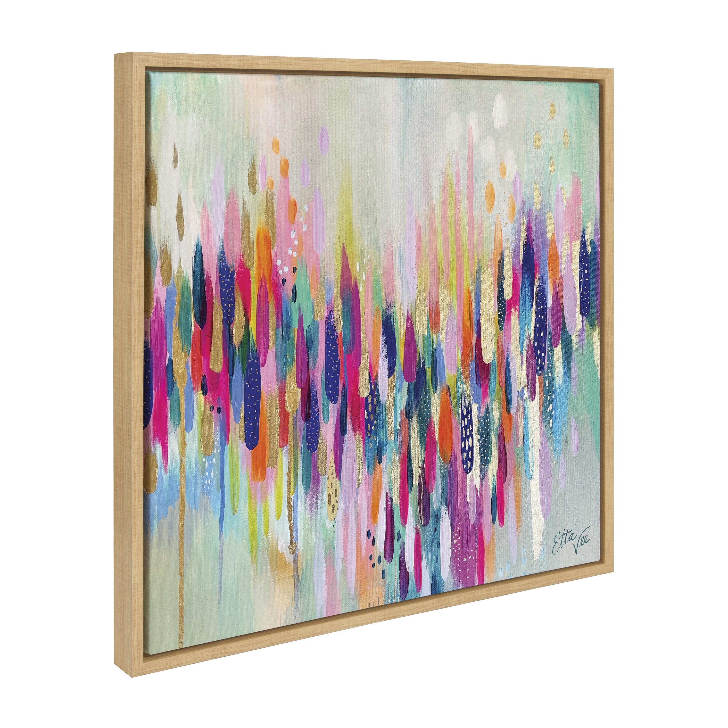 Kate & Laurel All Things Decor 22"x22" Sylvie Brushstroke 154 Framed Wall Art by EttaVee Natural Wall Art: Vibrant Gallery-Wrapped Canvas