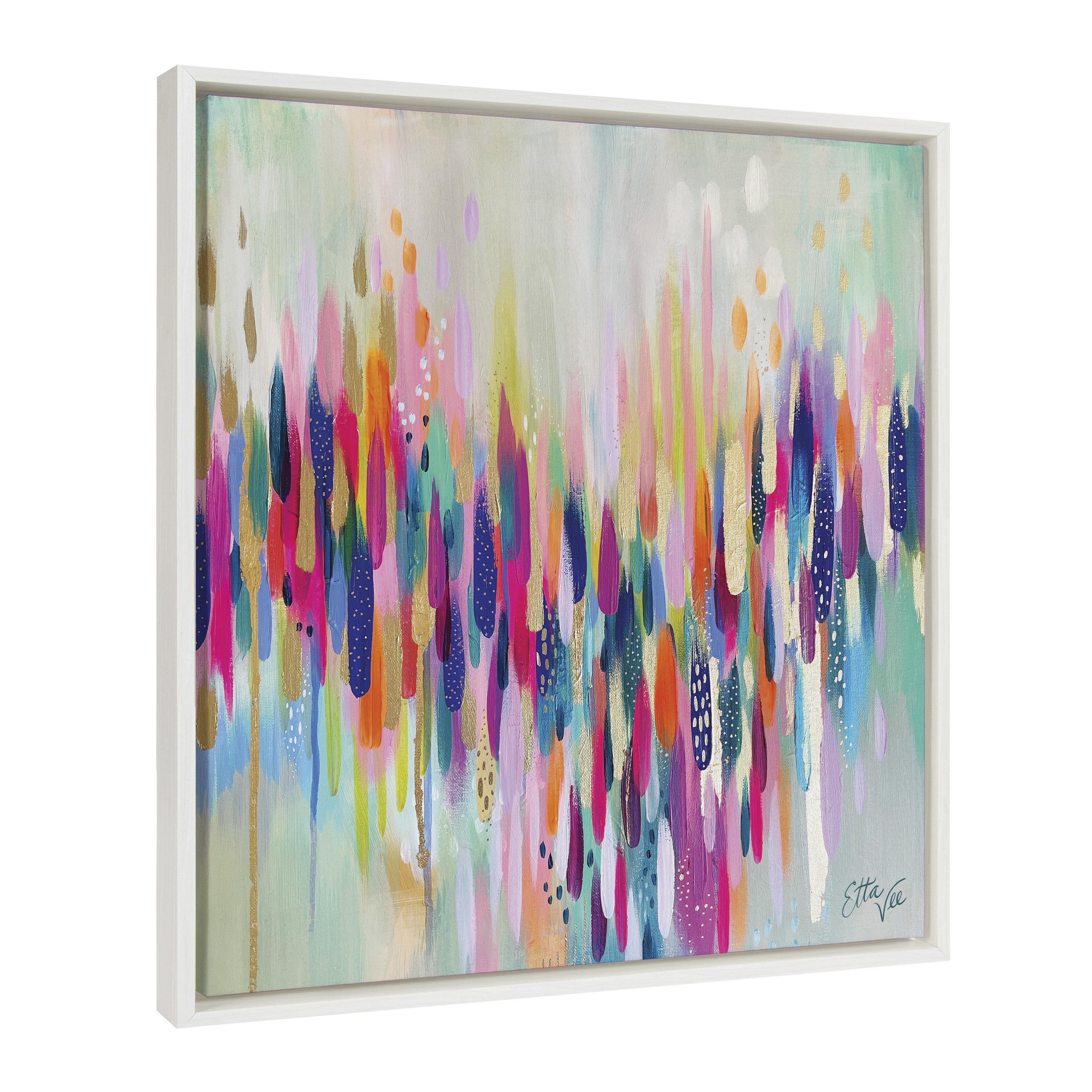 Kate & Laurel All Things Decor 22"x22" Sylvie Brushstroke 154 Wall Art by EttaVee White: Modern Canvas, Framed Digital Art, Spring Theme
