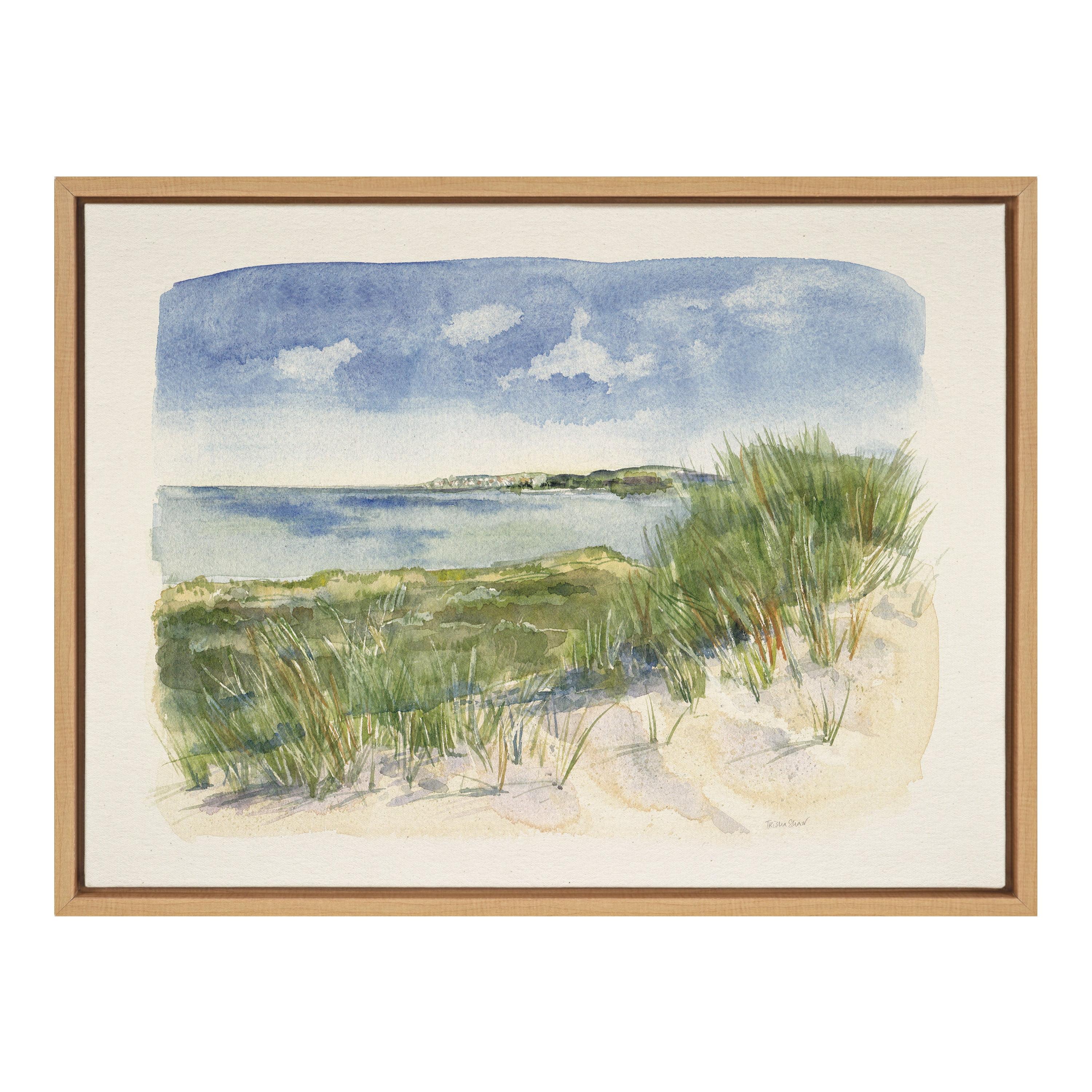 18" x 24" Sylvie by the Sea Framed Canvas by Patricia Shaw Natural - Kate & Laurel All Things Decor: Modern Vertical Wall Art