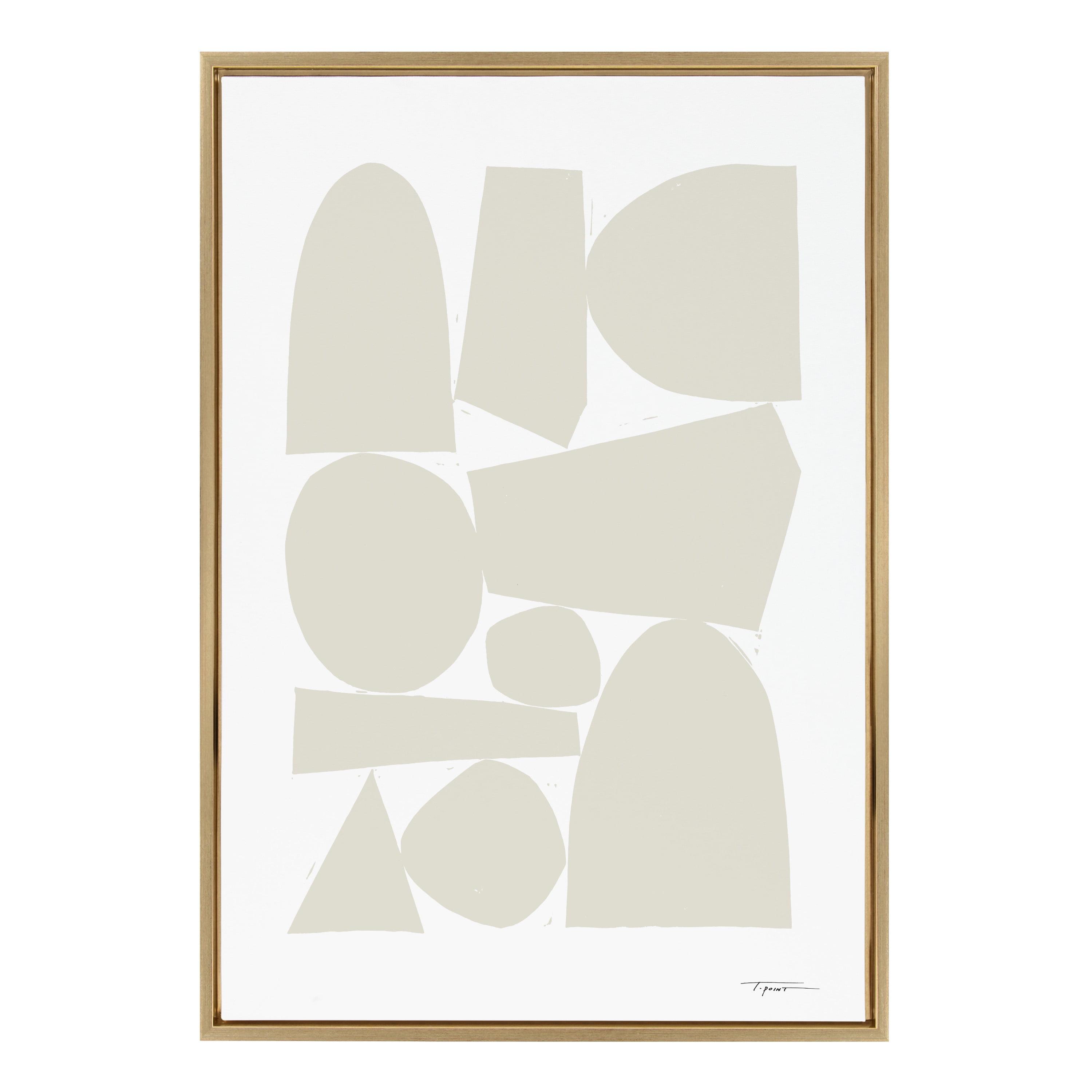 Kate and Laurel Sylvie Constructed II Neutral Framed Canvas Wall Art by Statement Goods, 23x33 Gold, Minimalist Modern Art for Wall