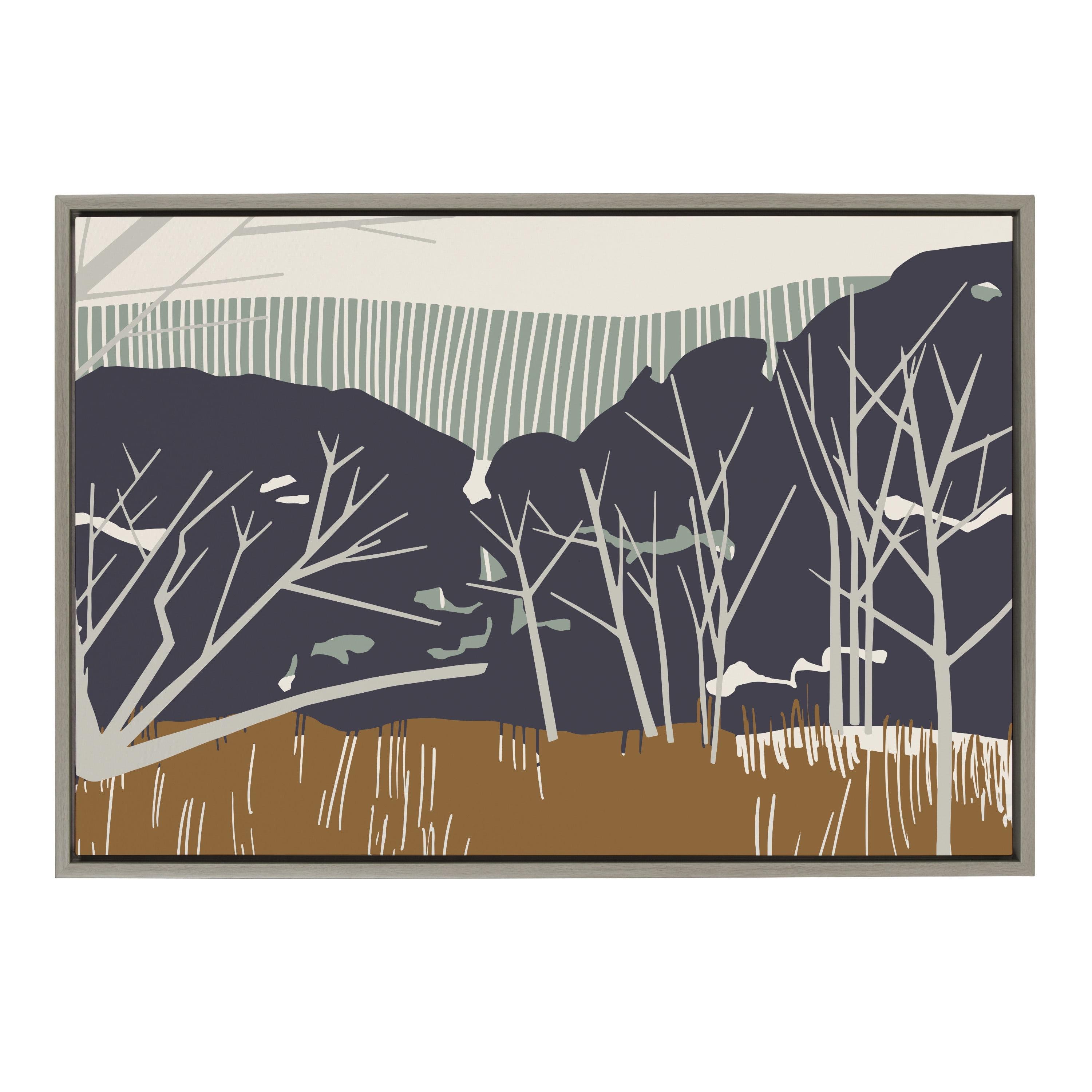 Daily Walk Marsh Abstract Landscape Canvas in Gray Frame