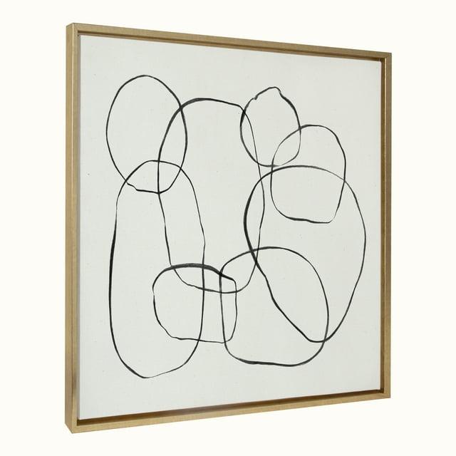 Kate and Laurel Sylvie Dancing Circles Framed Canvas by Teju Reval of SnazzyHues, 30x30, Bright Gold