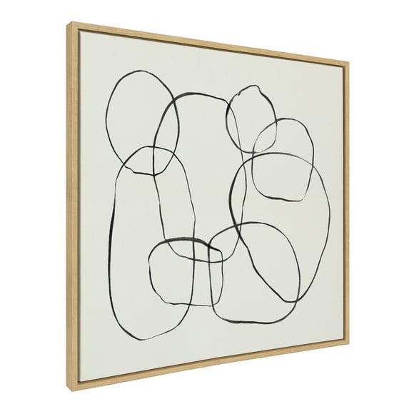 Kate and Laurel Sylvie Dancing Circles Framed Canvas by Teju Reval of SnazzyHues, 30x30, Natural