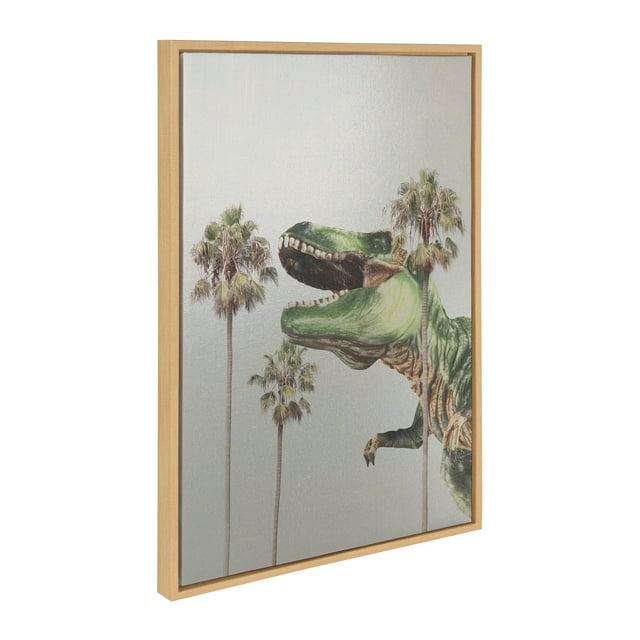 Kate & Laurel All Things Decor 23"x33" Sylvie Dinosaur Canvas Art: Whimsical Prehistoric Scene
