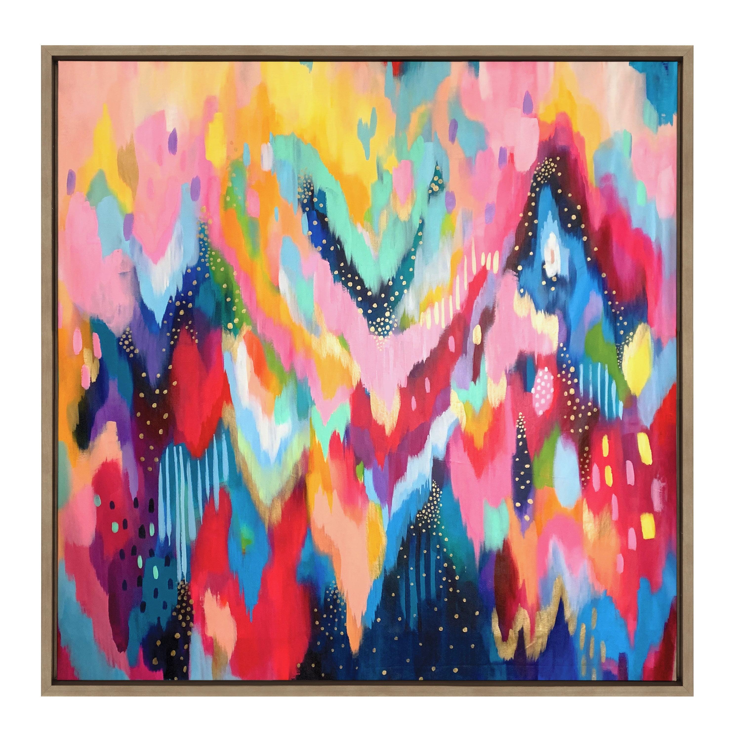30" x 30" Sylvie EV Brushstroke 100 Framed Canvas Gold - Kate & Laurel All Things Decor: Modern Wall Canvases for Living Room