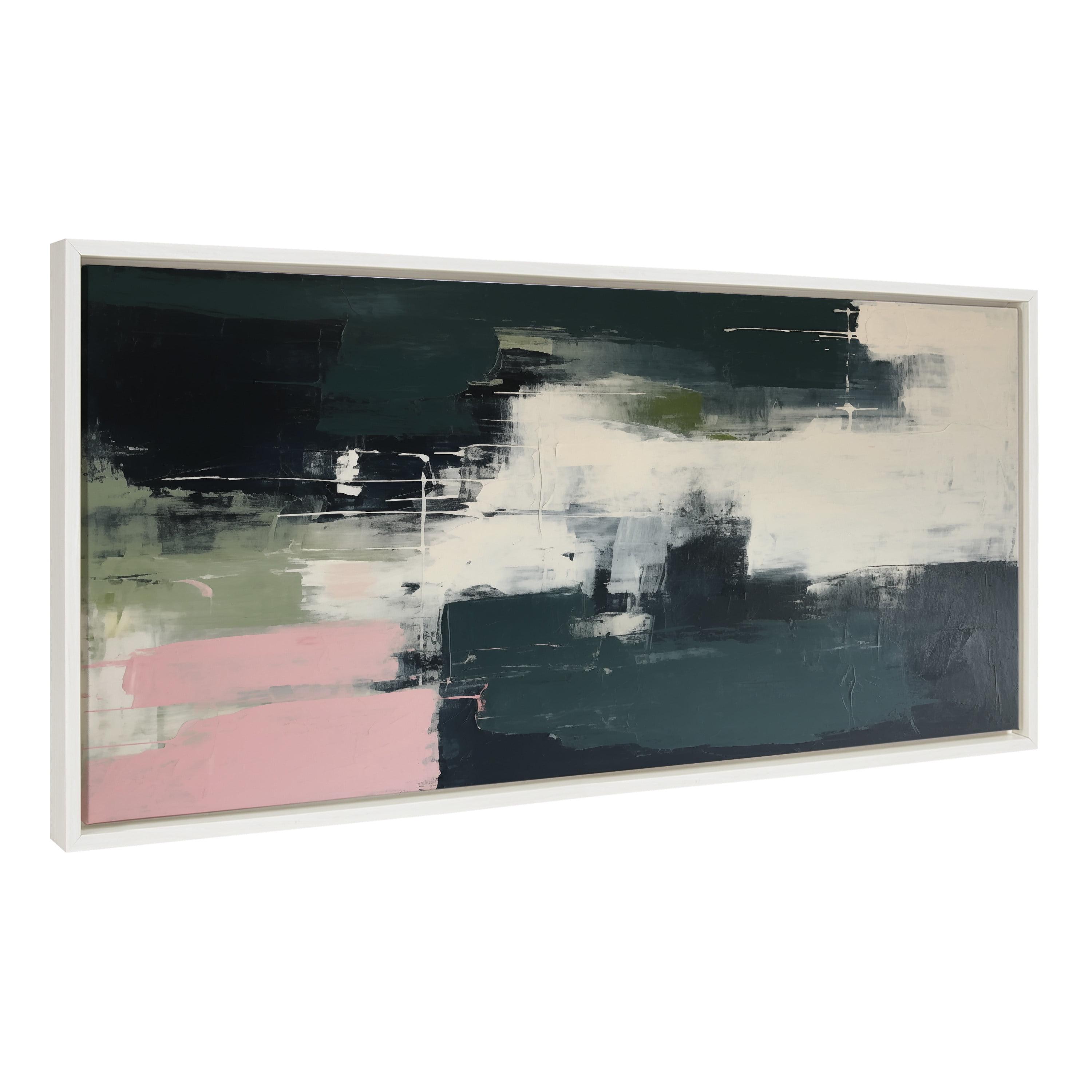 Kate & Laurel All Things Decor 18"x40" Sylvie Emerald Blush Framed Canvas by Amy Lighthall White