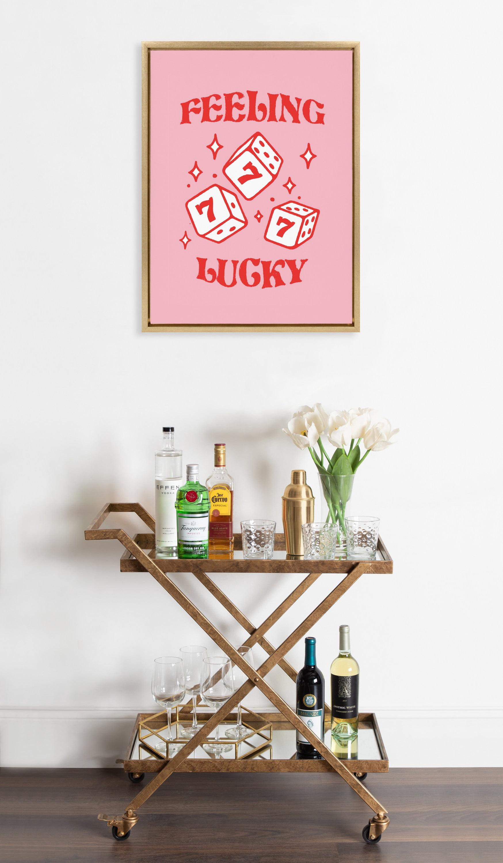 Kate & Laurel All Things Decor 18"x24" Feeling Lucky Framed Canvas by Alli Standefer Bright Gold