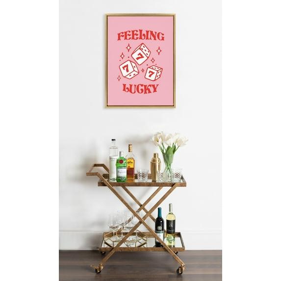 Kate & Laurel All Things Decor 18"x24" Feeling Lucky Framed Canvas by Alli Standefer Bright Gold