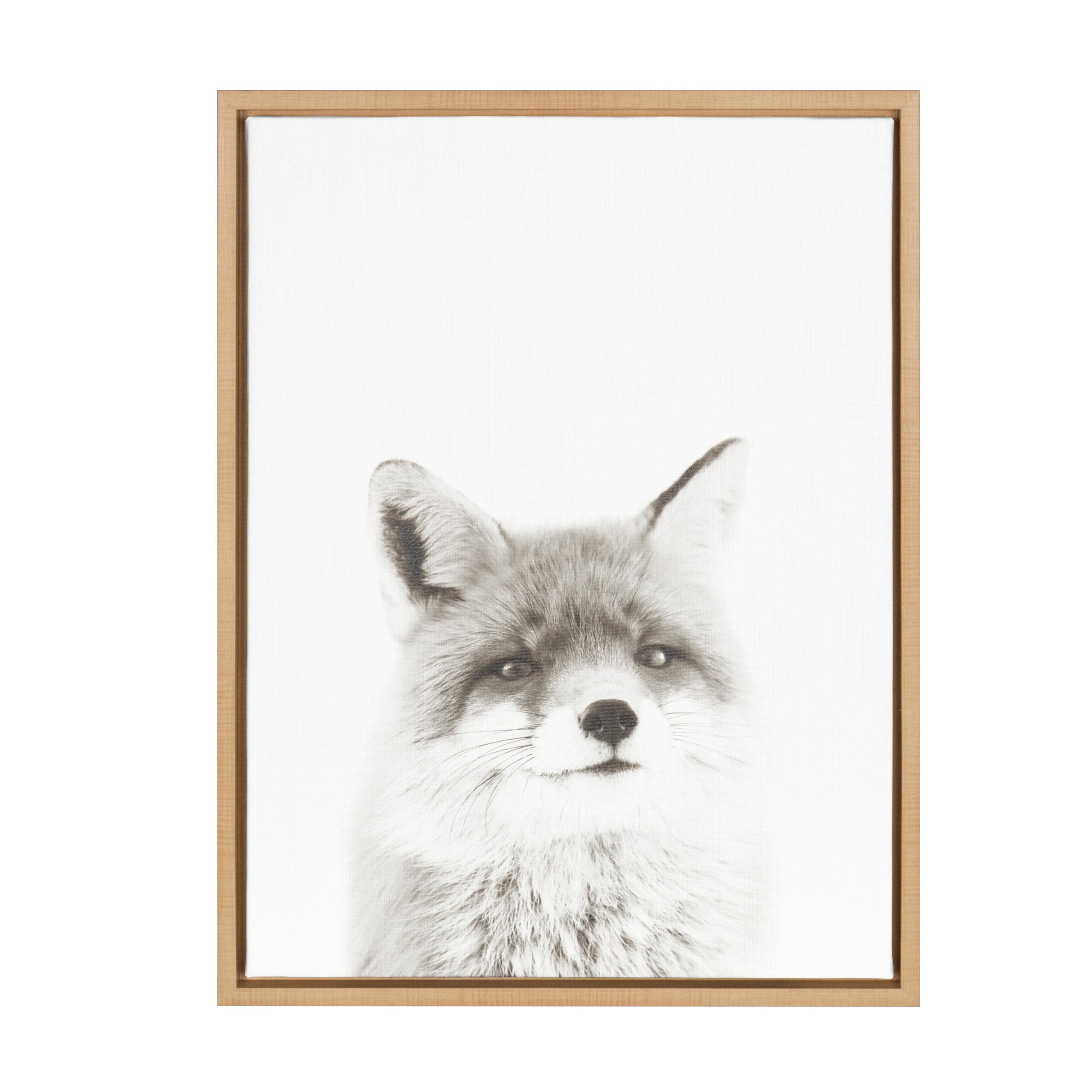 18" x 24" Sylvie Fox Portrait Framed Canvas by Simon Te Tai Natural - Kate and Laurel: Rustic Home Decor, Large Wall Art