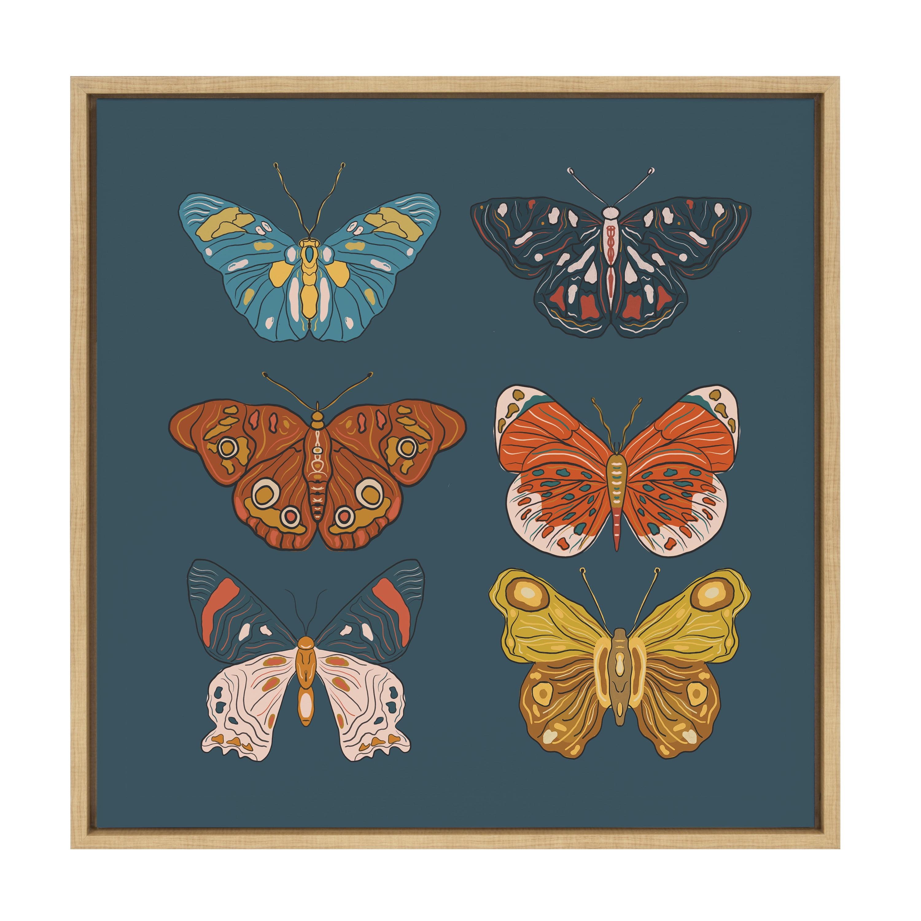 22" x 22" Sylvie Free Wings Framed Wall Canvas by Oris Eddu Natural - Kate & Laurel All Things Decor