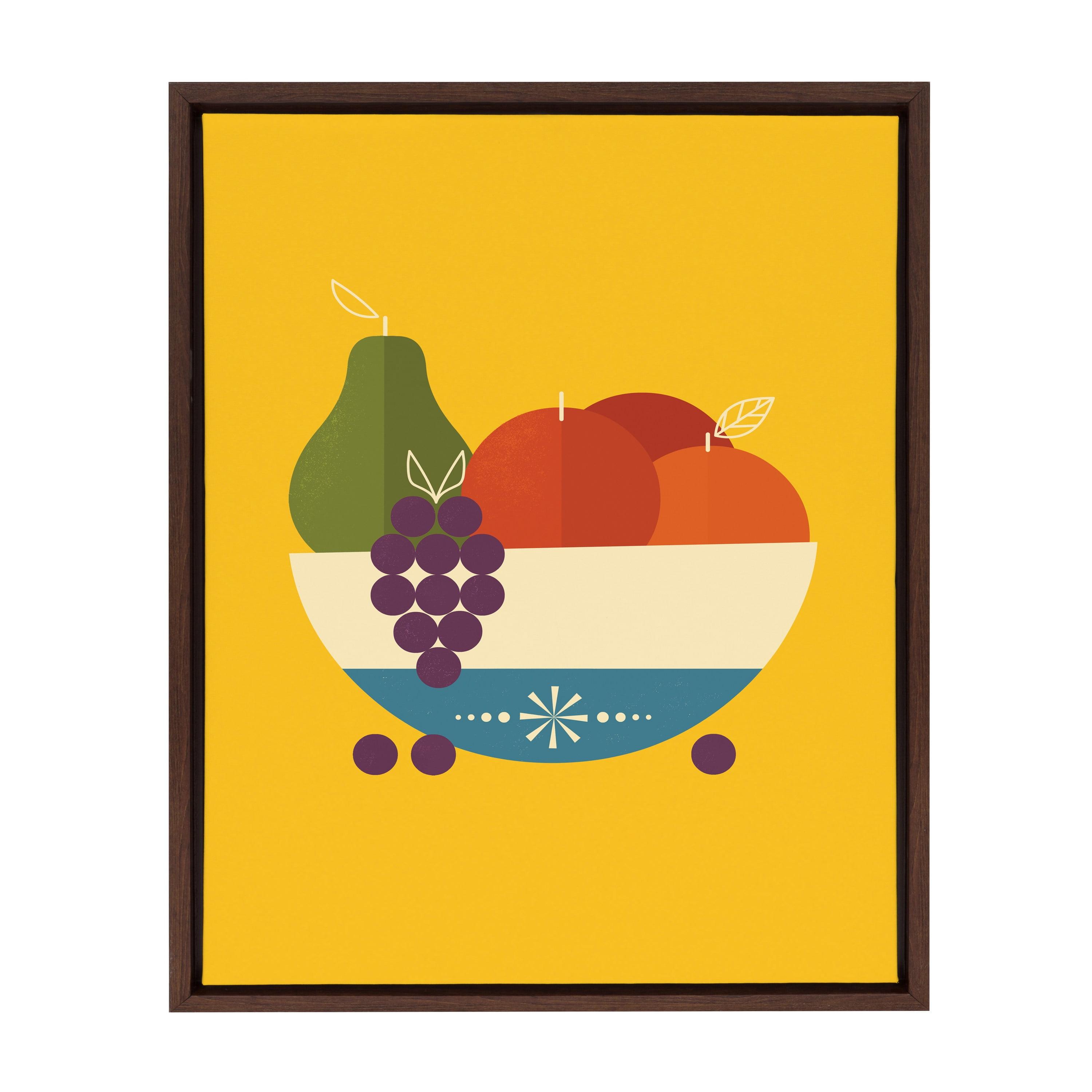 Kate and Laurel Sylvie Fruit Bowl Framed Canvas by Amber Leaders Designs, 18x24, Walnut Brown