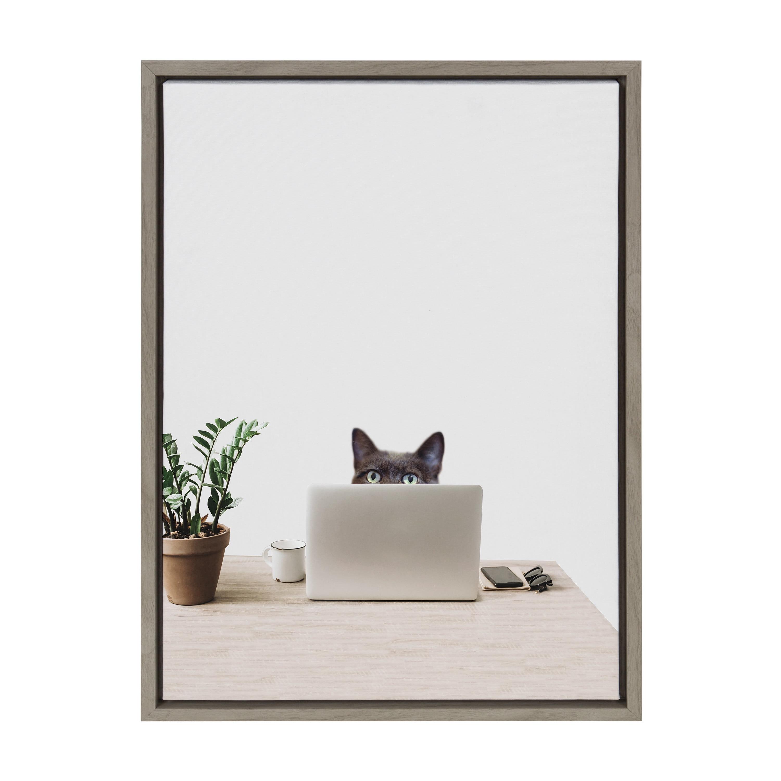 18" x 24" Sylvie Creative Cat Framed Canvas Art by The Creative Bunch Studio - Kate & Laurel All Things Decor: Modern Decor, Animal Theme