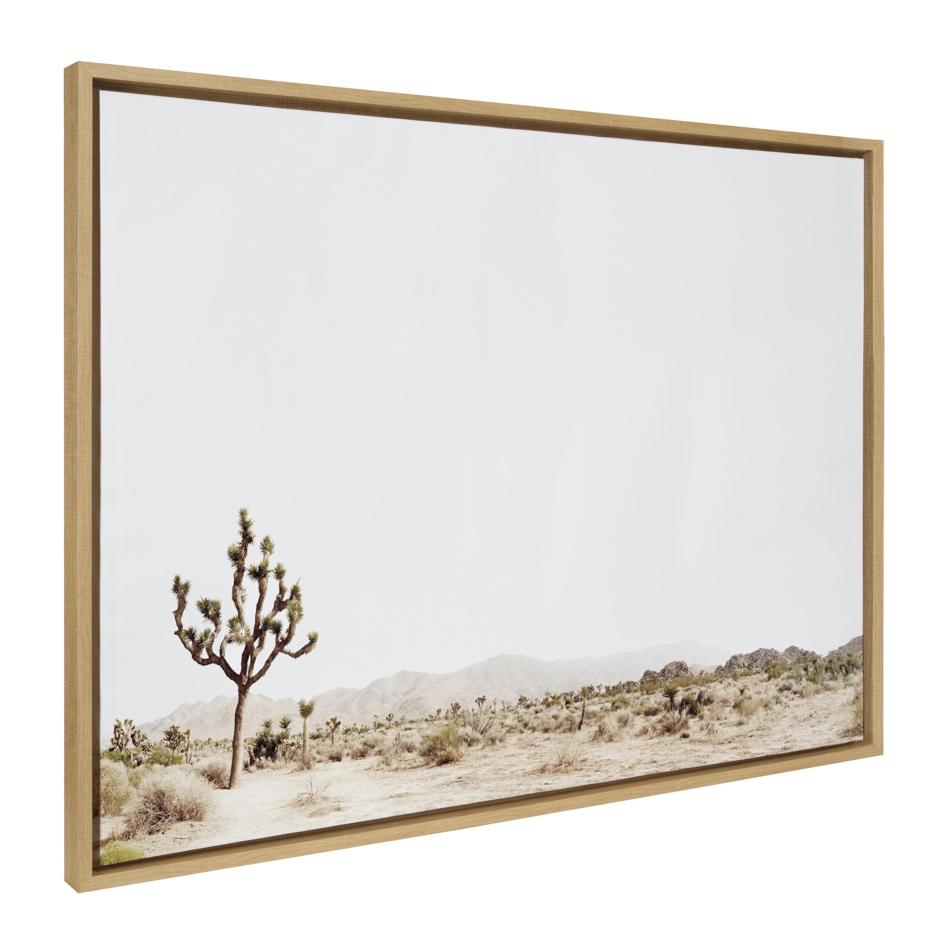 Kate and Laurel Sylvie Lone Joshua Tree Framed Canvas by Amy Peterson Art Studio, 28x38, Natural