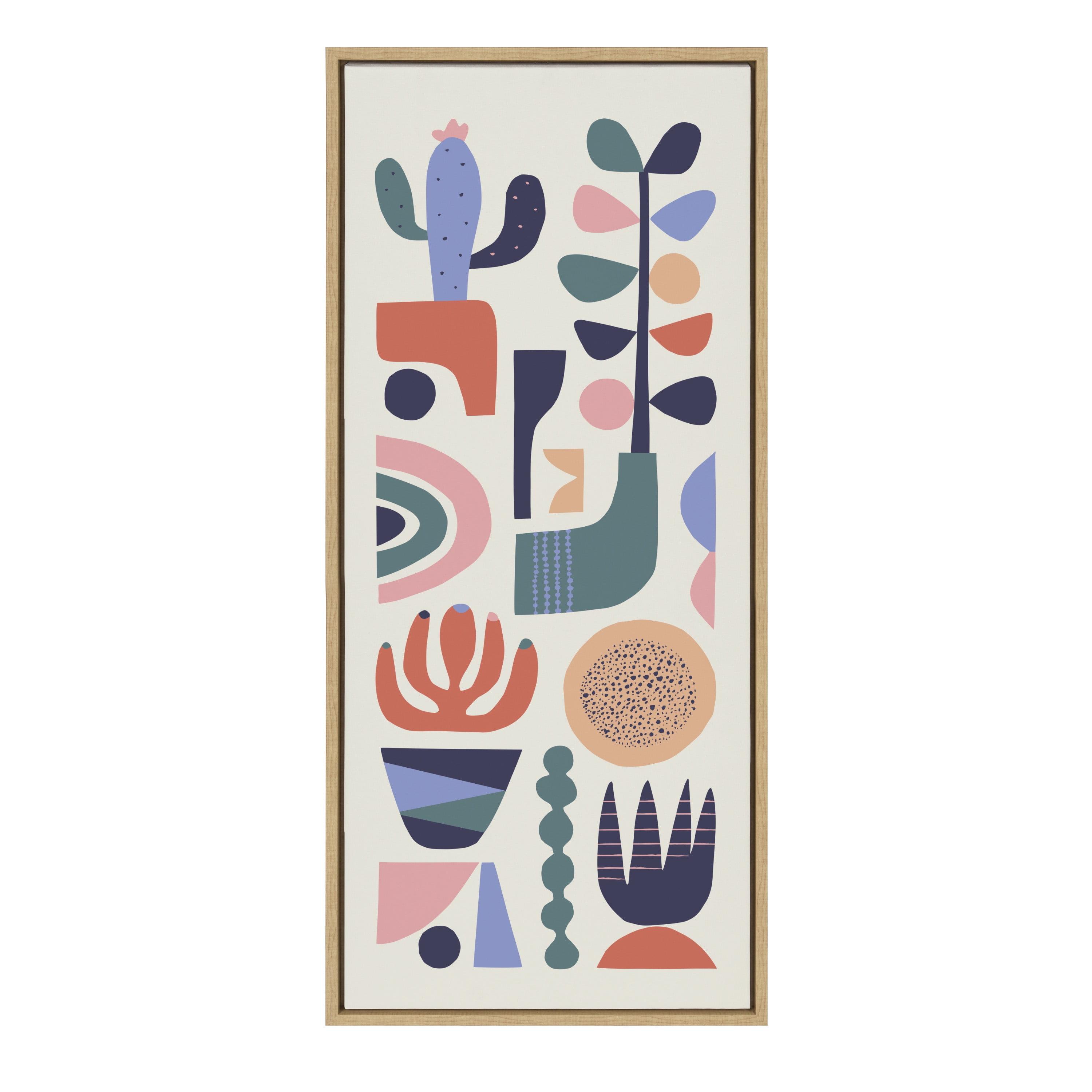 Sylvie Mid Century Succulents by Rachel Lee Framed Wall Canvas Natural - Kate & Laurel All Things Decor