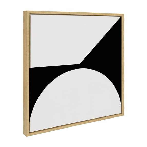 Kate and Laurel Sylvie Minimal Max Mod I Framed Canvas Wall Art by The Creative Bunch Studio, 22x22 Natural, Black and White Abstract Art Wall Décor