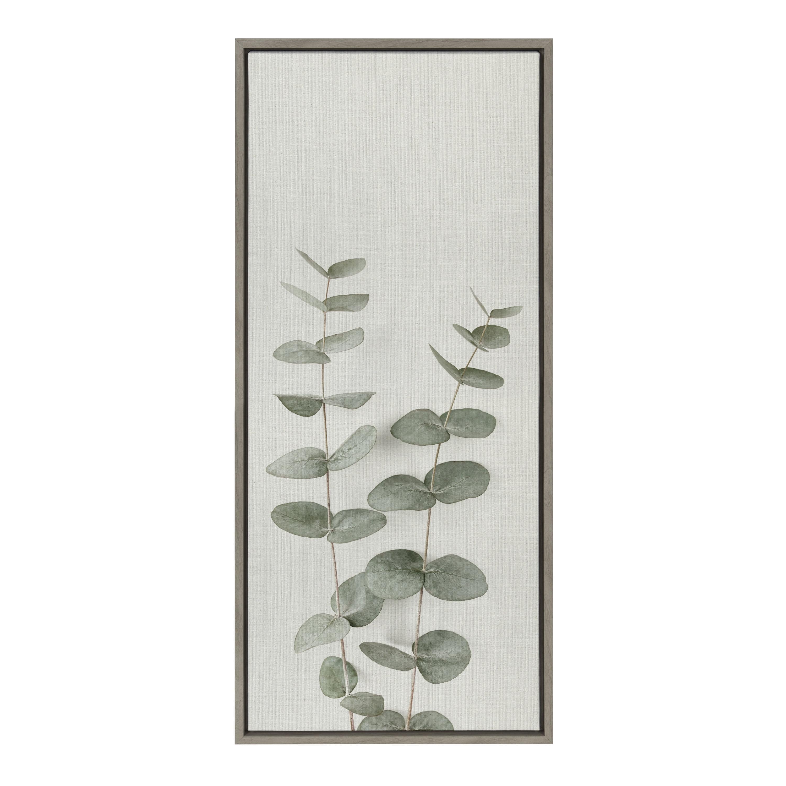 18" x 40" Sylvie Eucalyptus Botanical II by The Creative Bunch Studio Framed Wall Canvas Gray - Kate & Laurel All Things Decor