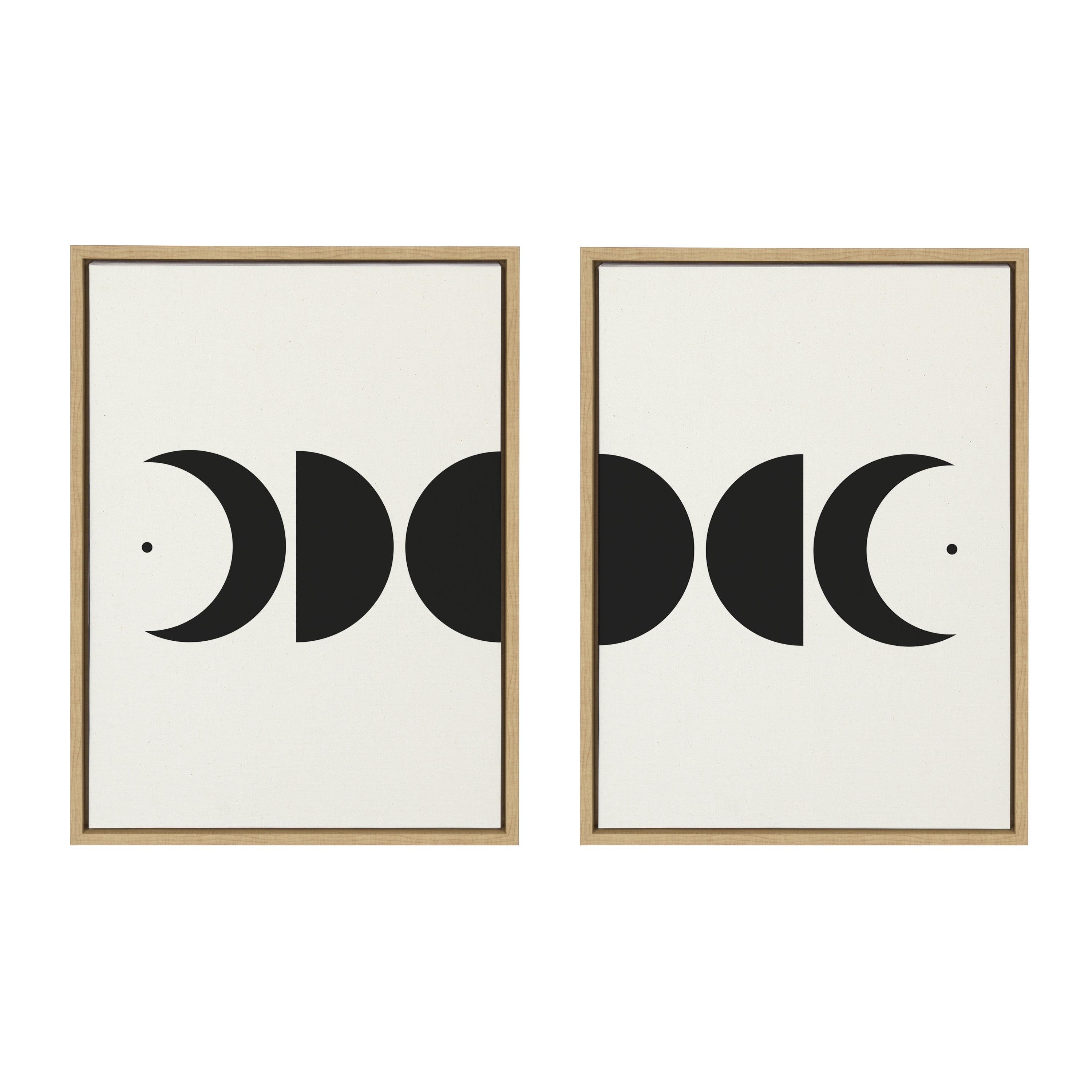 (Set of 2) 18 x 24 Sylvie Modern Geometric Moon Phases by The Creative Bunch Studio Framed Canvas Set - Kate & Laurel All Things Decor